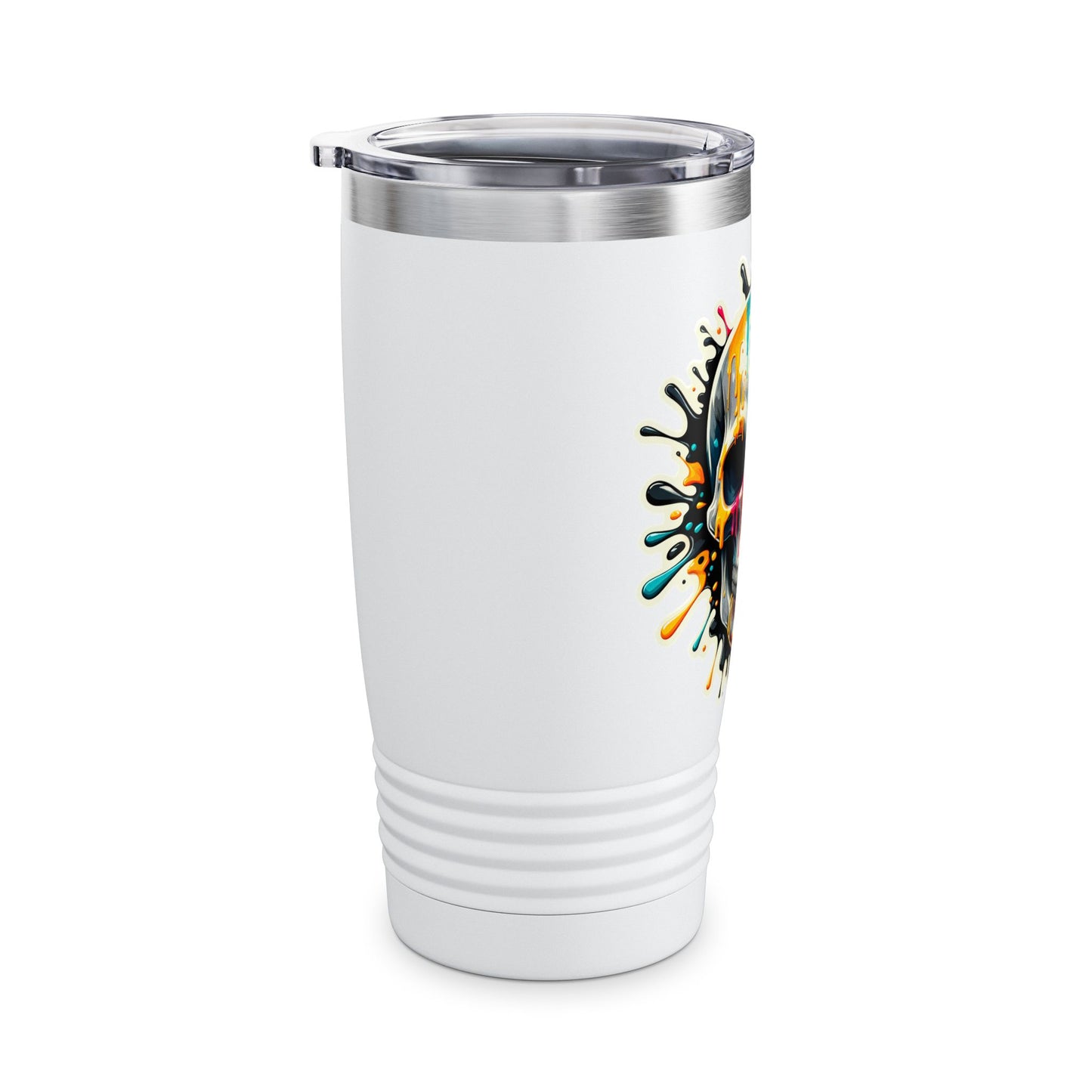 Colorful Skull Paint Splatter Stainless Steel Tumbler 20oz