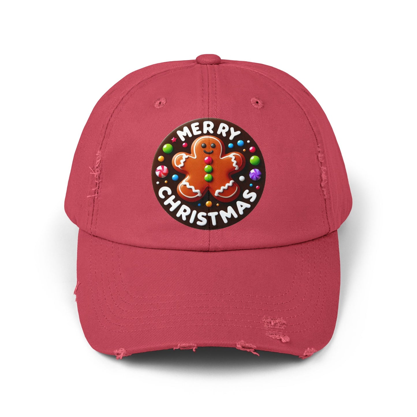 Merry Christmas Gingerbread Distressed Hat