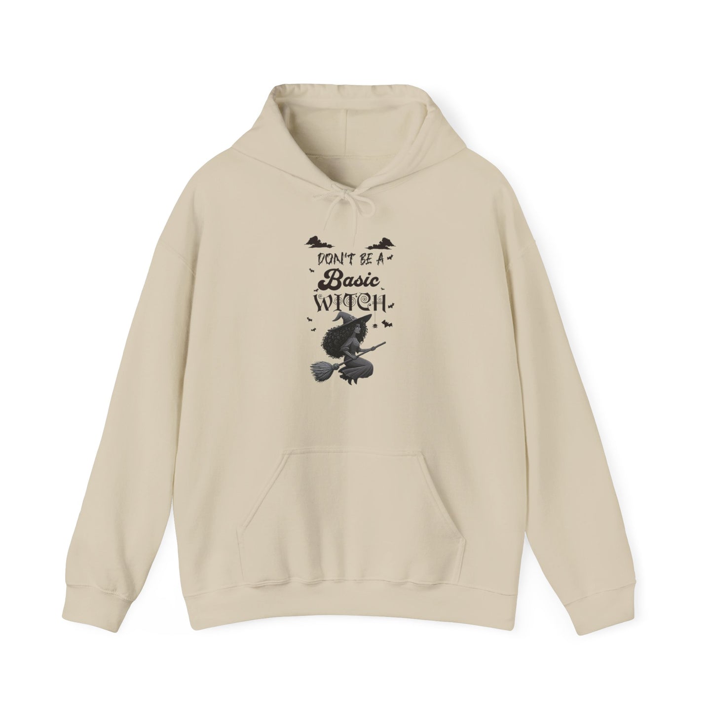 Not Your Basic Flying Witch w/ Curly Hair Hooded Sweatshirt