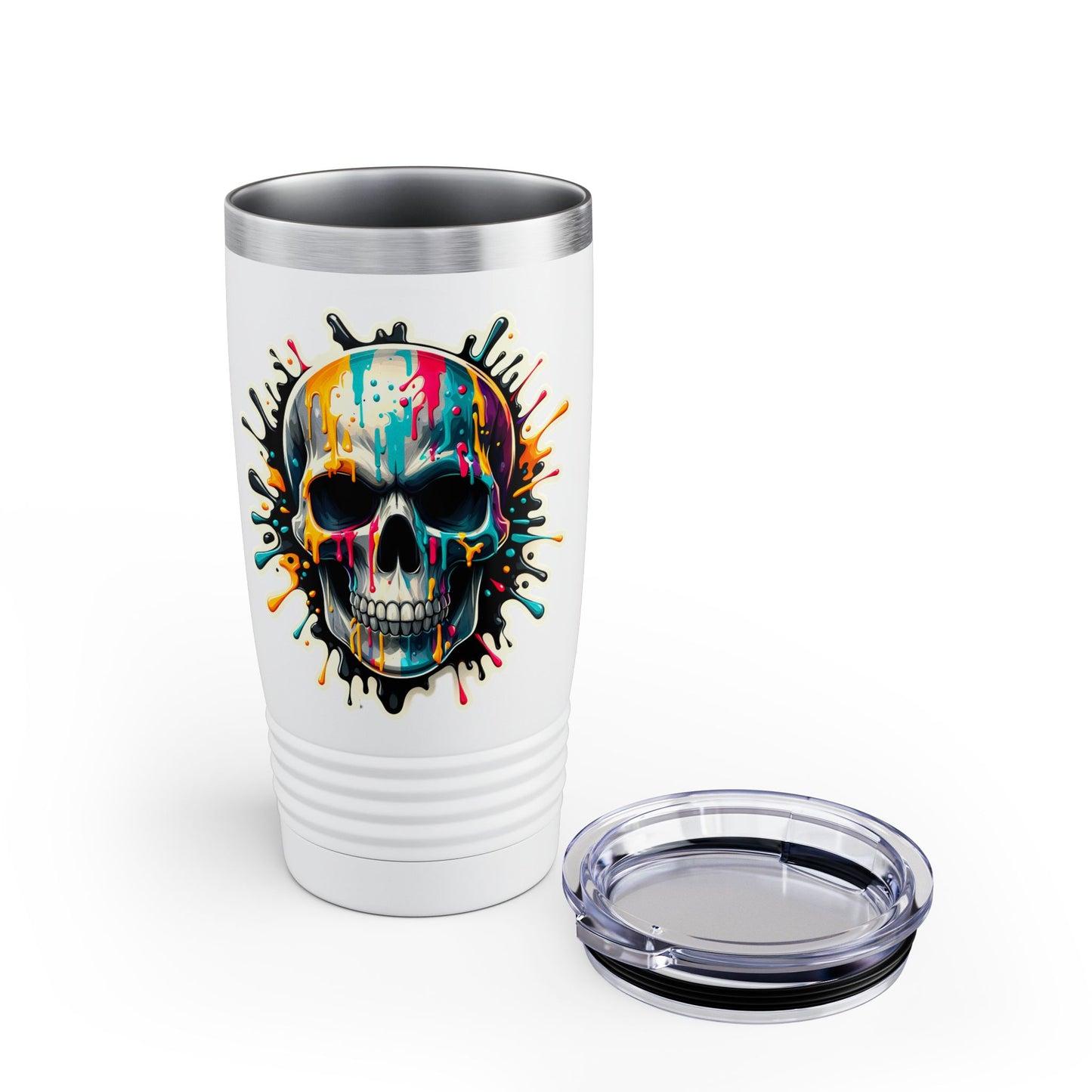 Colorful Skull Paint Splatter Stainless Steel Tumbler 20oz