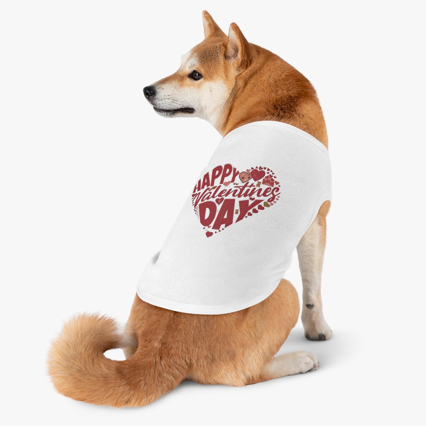 Happy Valentine's Day in a Heart Pet Shirt