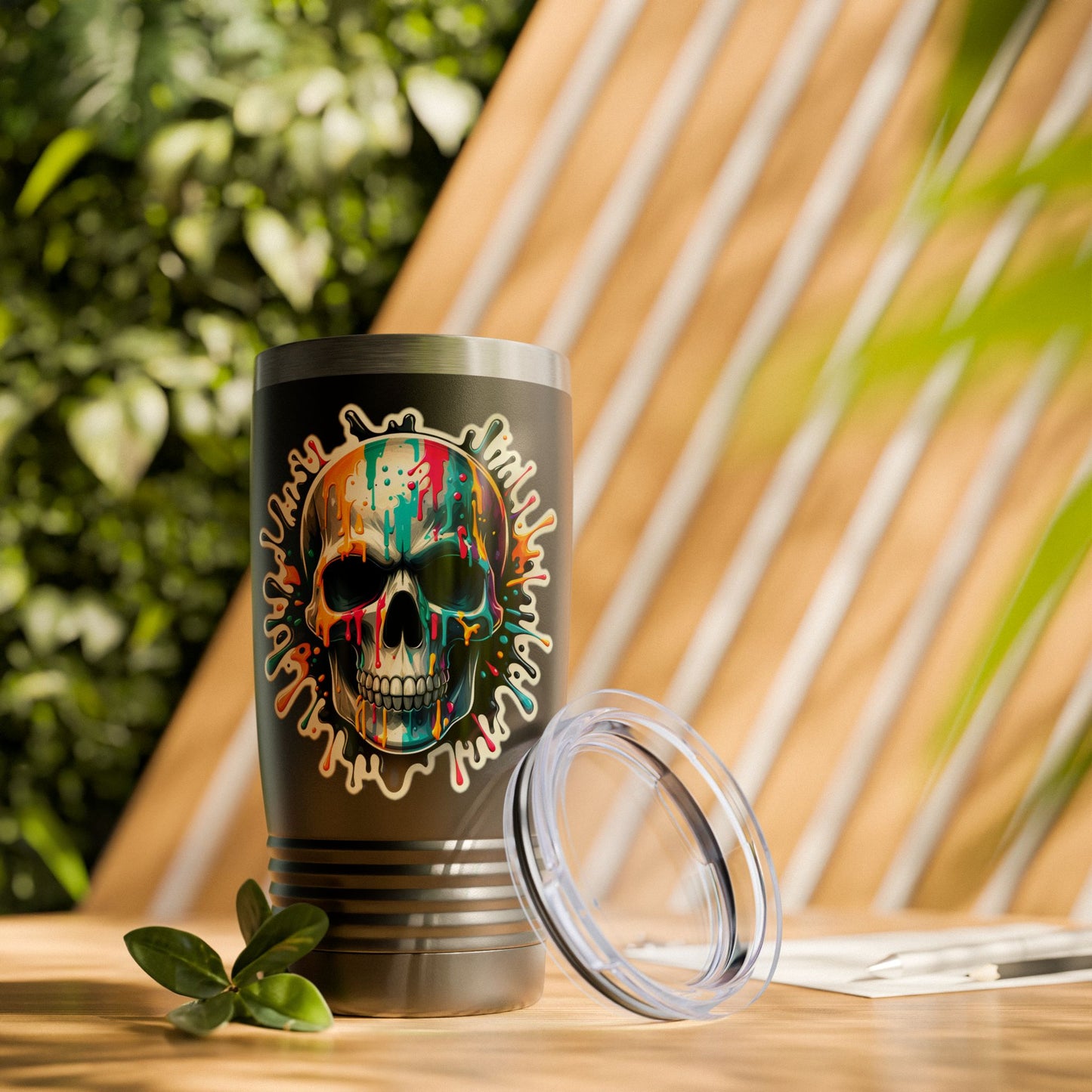 Colorful Skull Paint Splatter Stainless Steel Tumbler 20oz