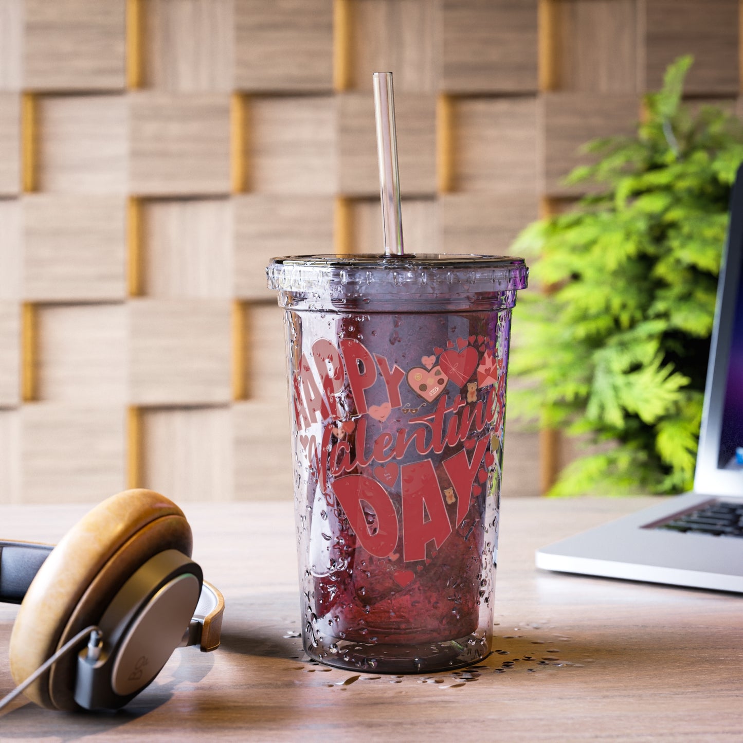 Happy Valentine's Day in a Heart Acrylic Tumbler 16oz