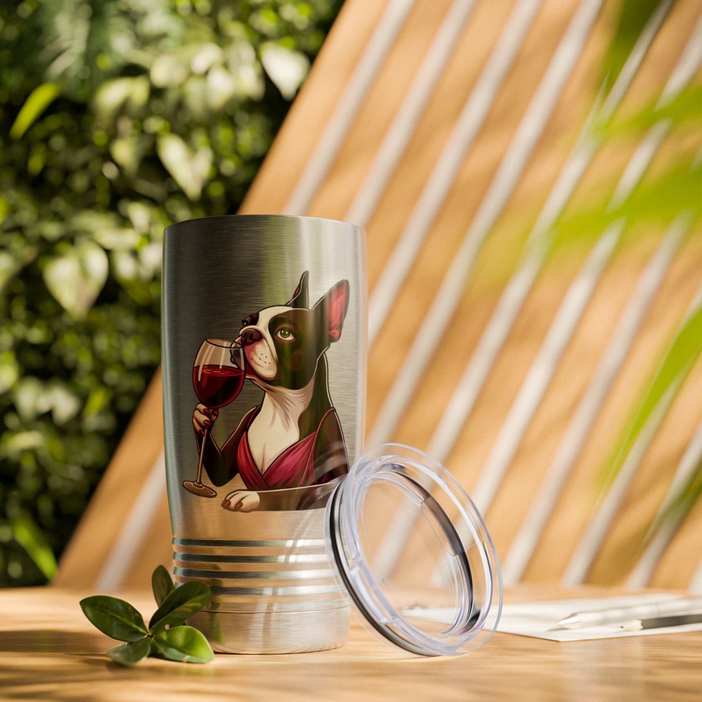 Sophisticated Boston Terrier & Her Wine Stainless Steel Tumbler 20oz