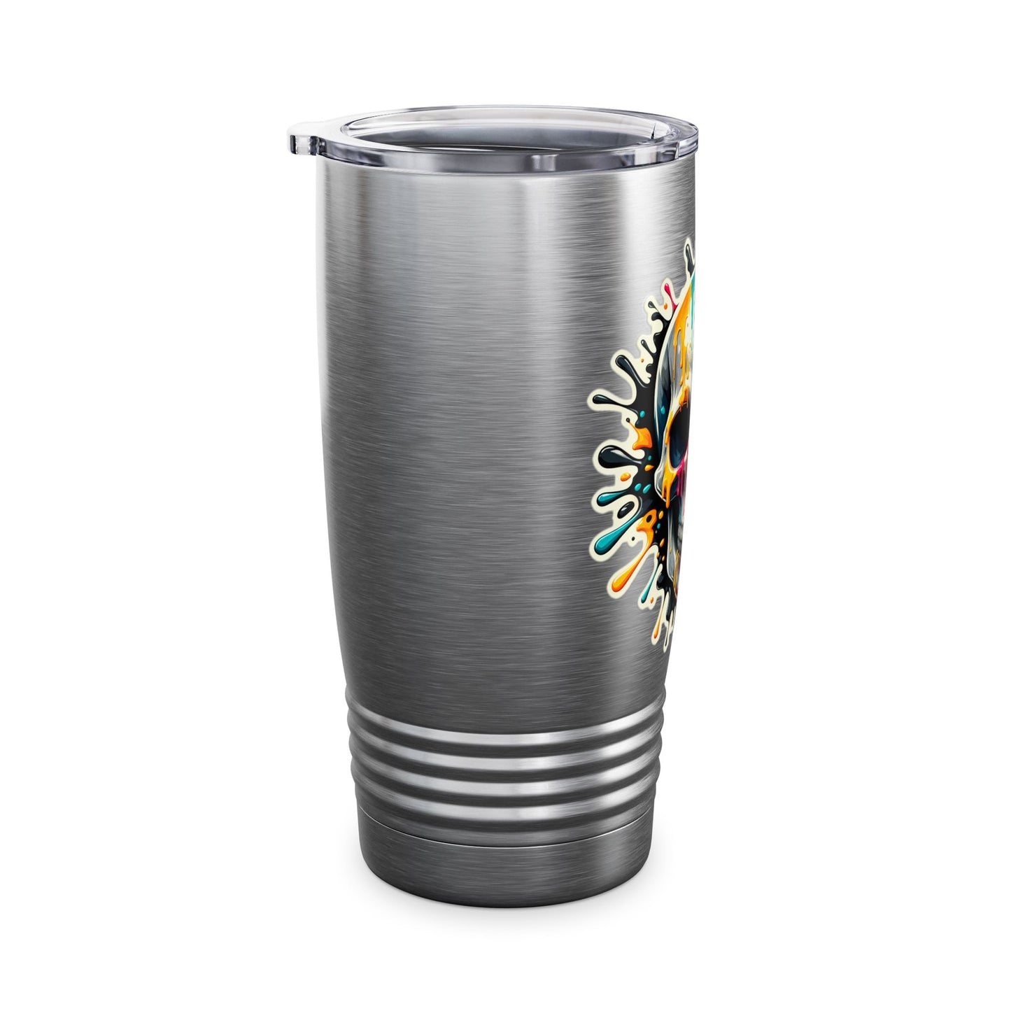 Colorful Skull Paint Splatter Stainless Steel Tumbler 20oz