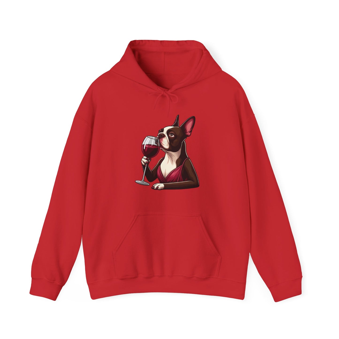 Sophisticated Boston Terrier & Her Wine Hooded Sweatshirt