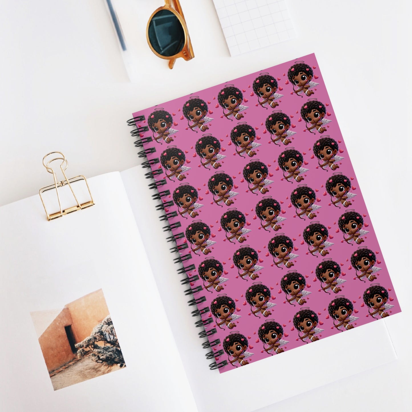 Cupid Cutie Patterned Spiral Notebook - Ruled Line