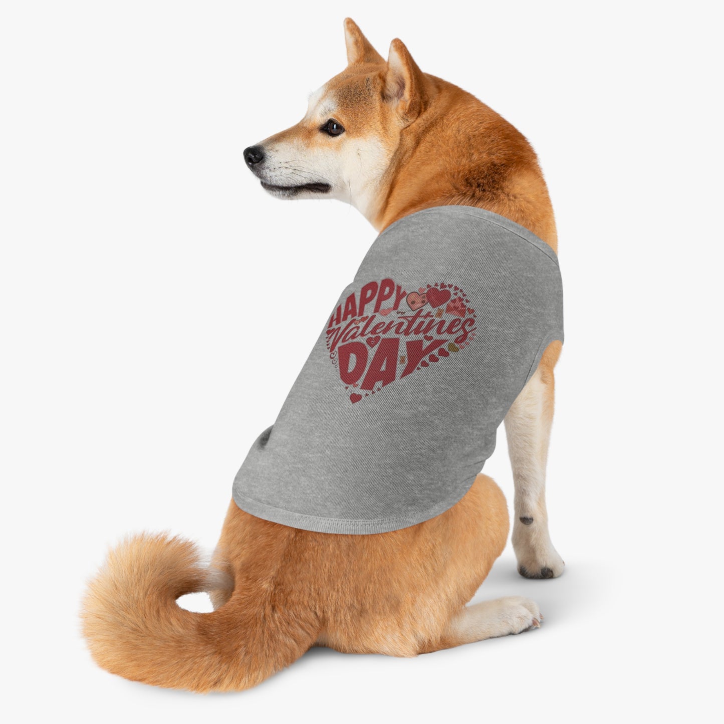 Happy Valentine's Day in a Heart Pet Shirt