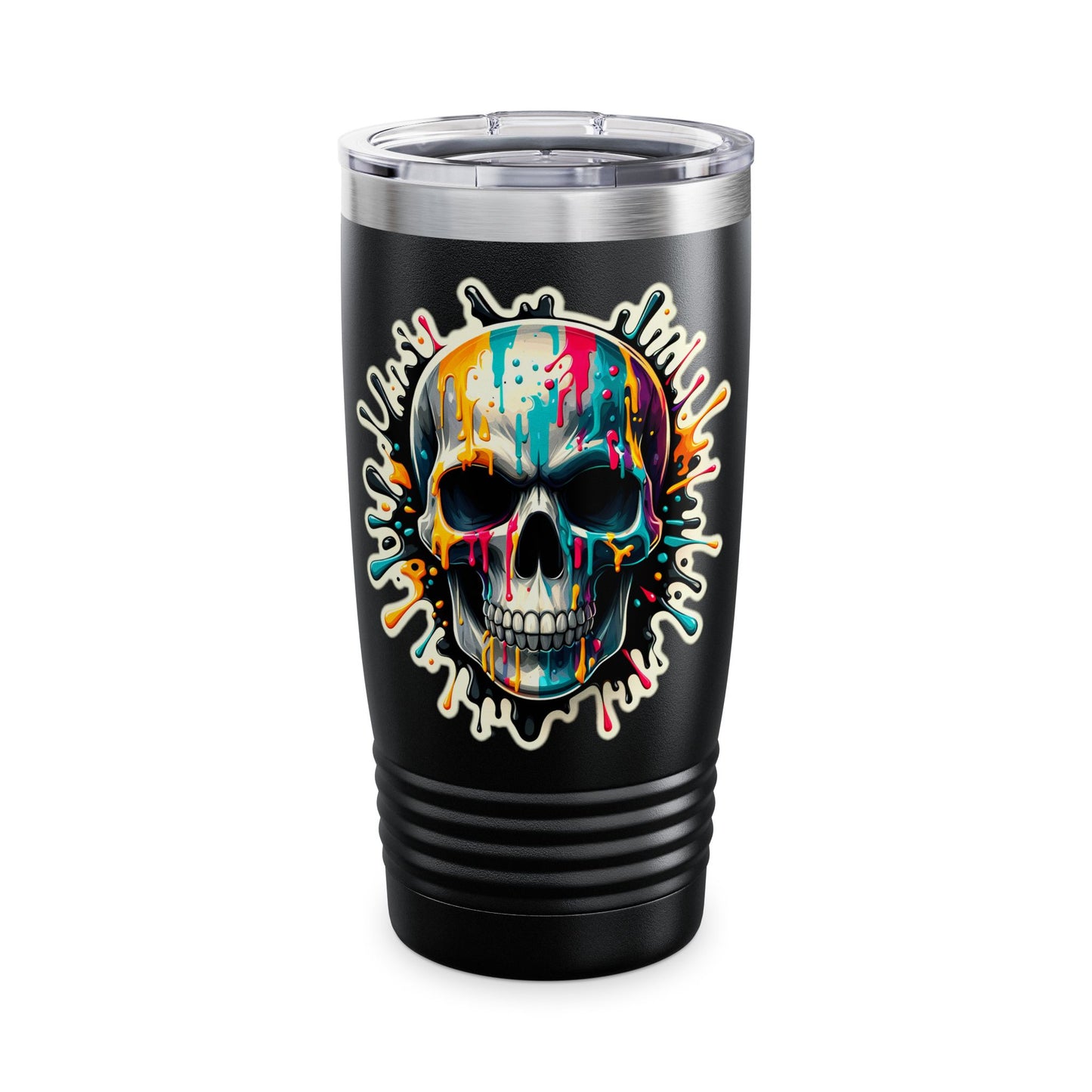 Colorful Skull Paint Splatter Stainless Steel Tumbler 20oz