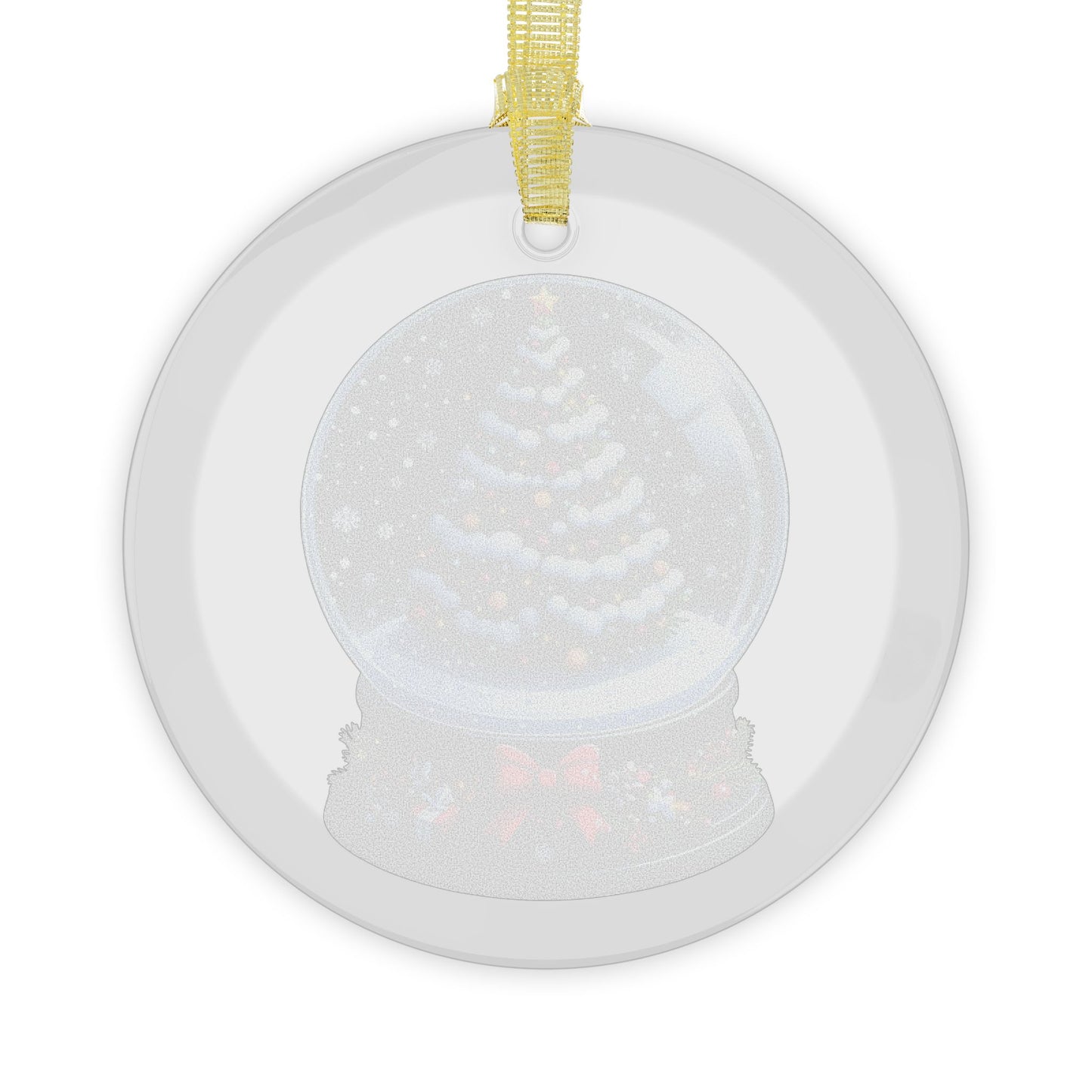Snow Covered Christmas Tree Snow Globe w/ Bow Glass Ornament