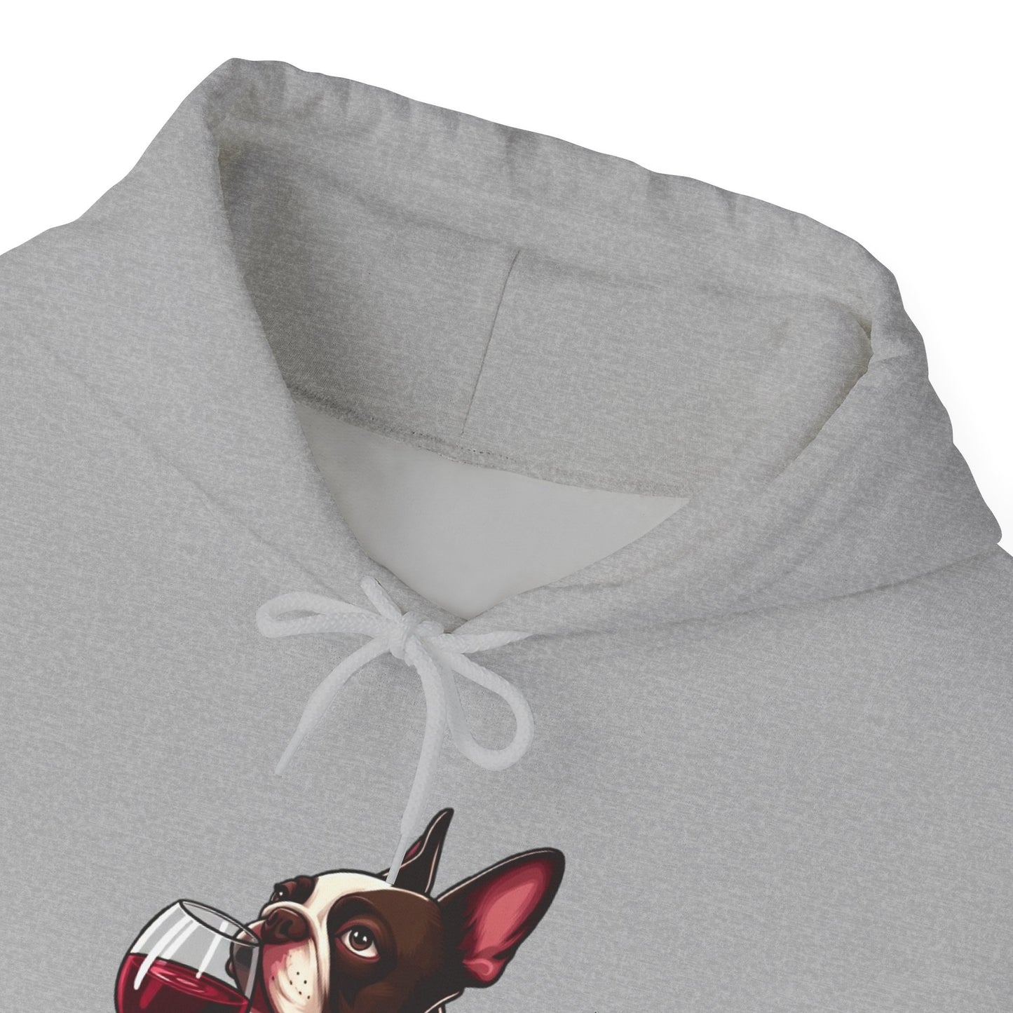 Sophisticated Boston Terrier & Her Wine Hooded Sweatshirt