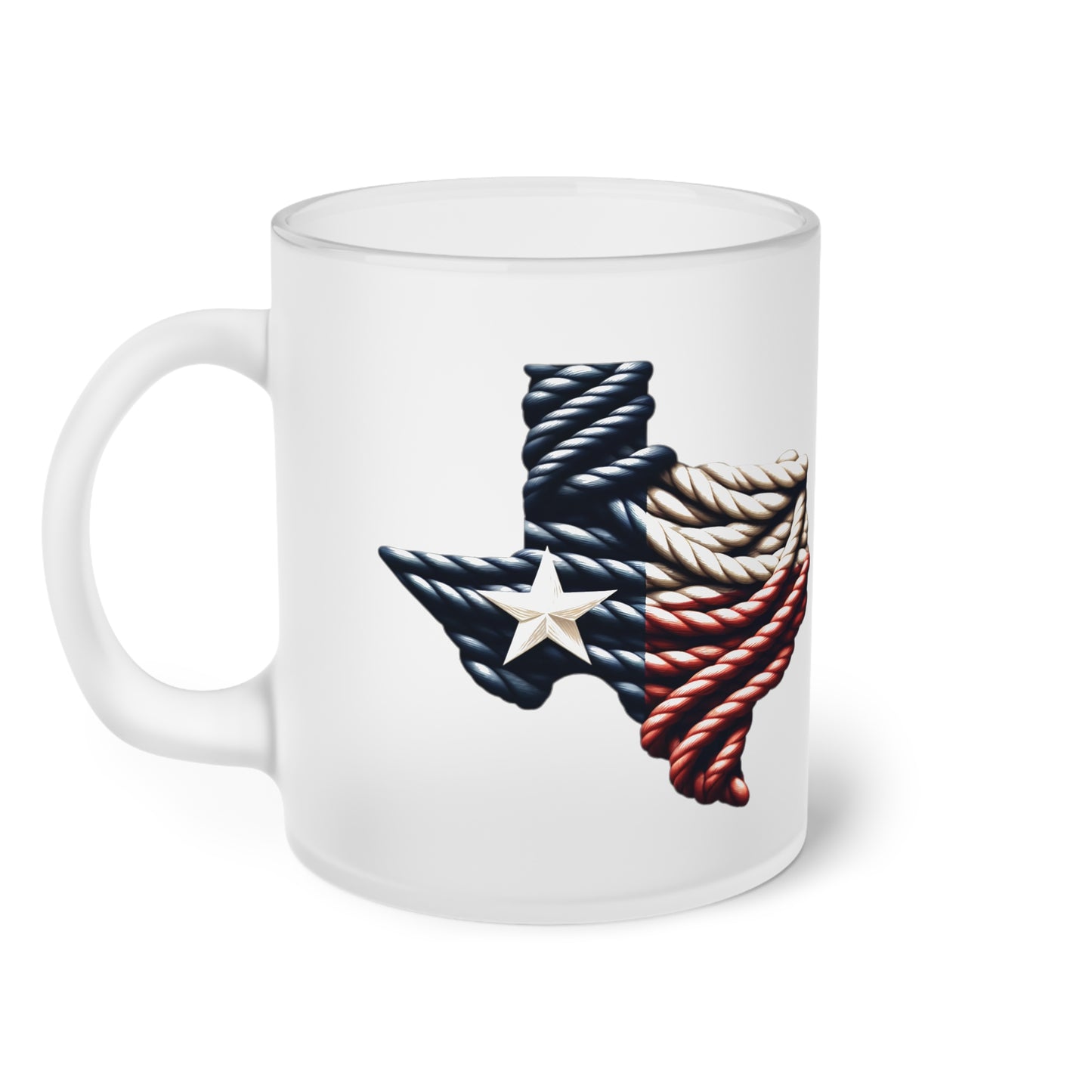 Texas Flag Rope Style Frosted Glass Mug 11oz