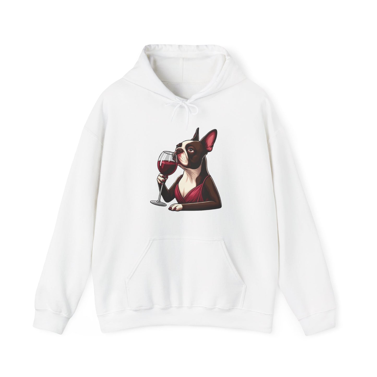 Sophisticated Boston Terrier & Her Wine Hooded Sweatshirt