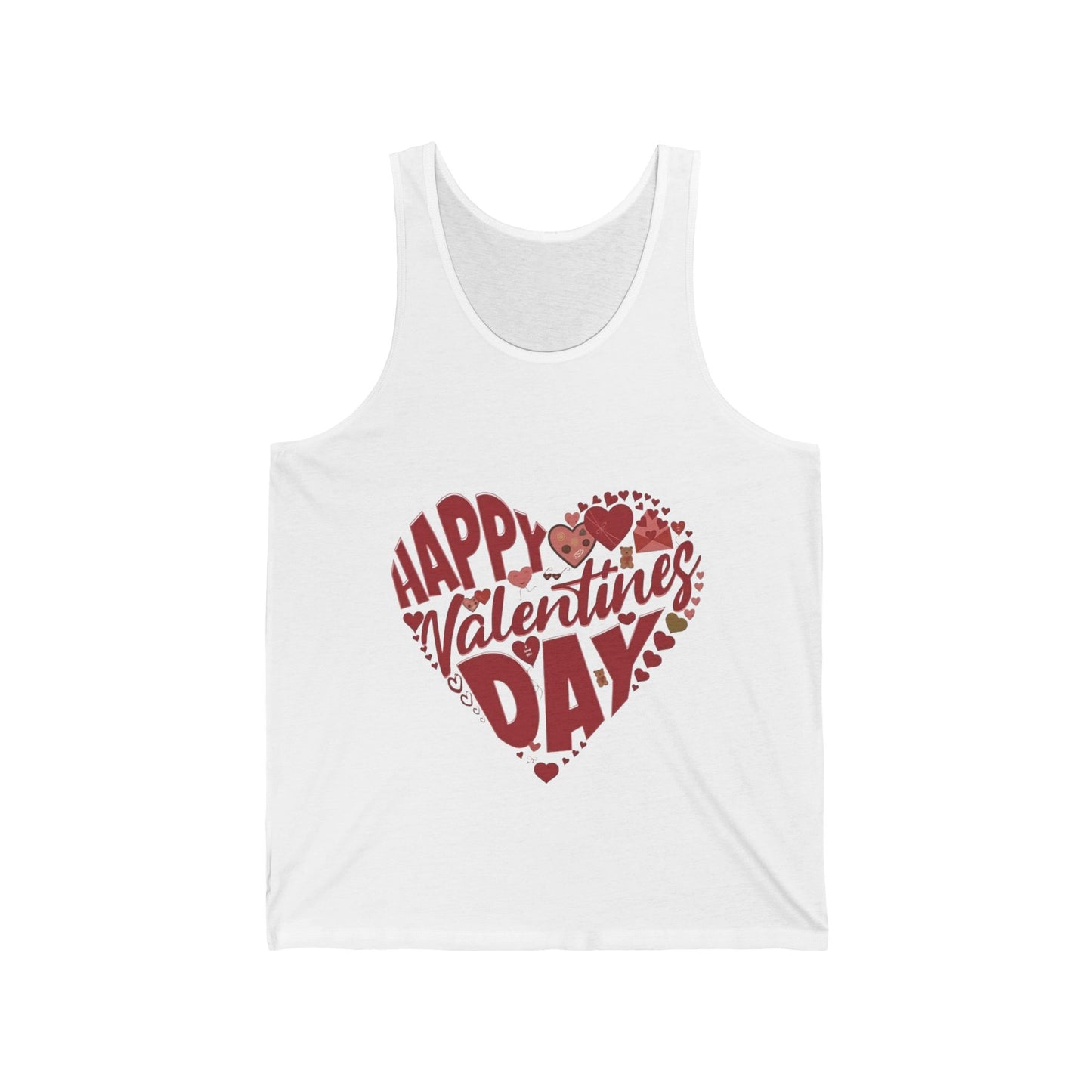 Happy Valentine's Day in a Heart Tank Top
