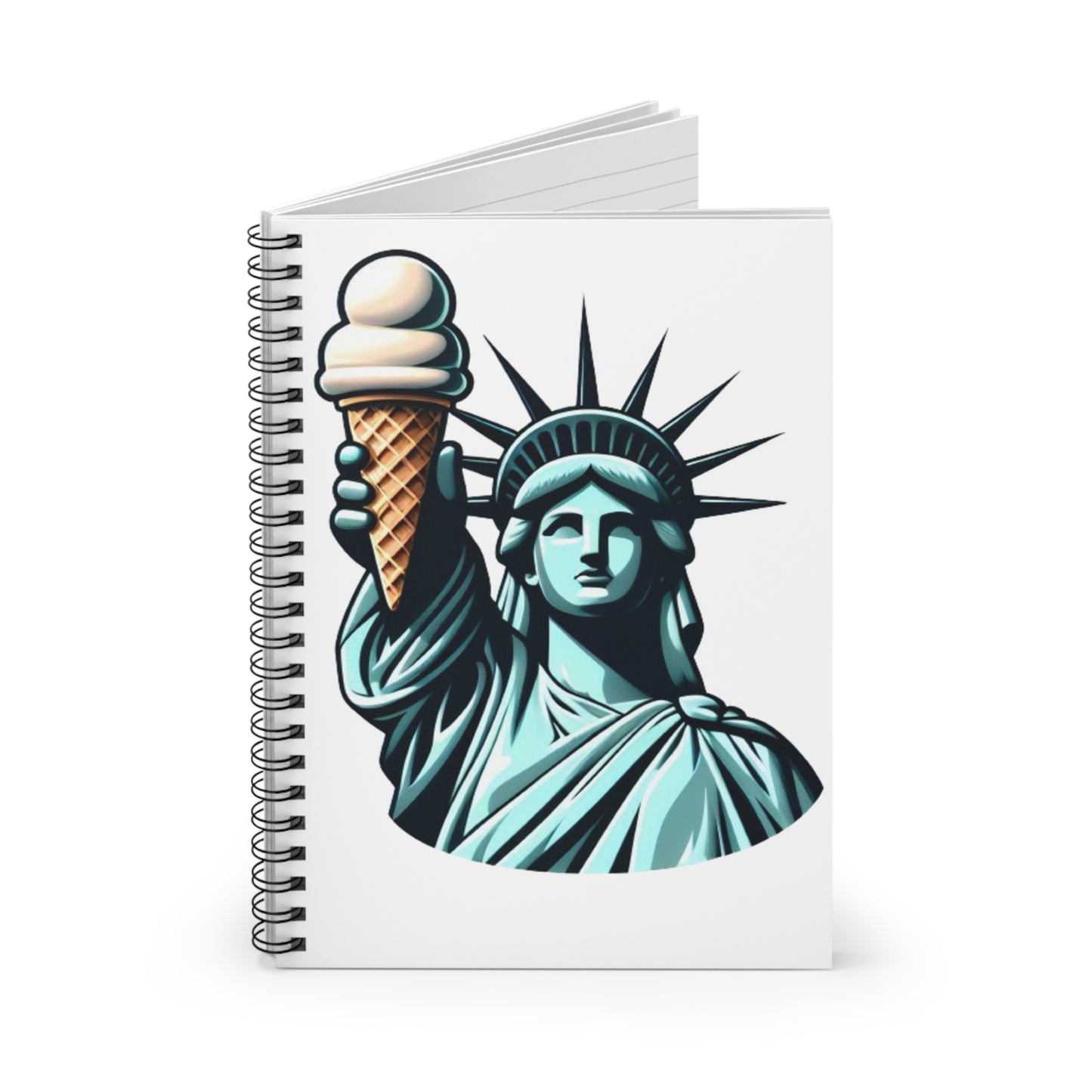 Lady Liberty Chillin w/ Vanilla Ice Cream Spiral Notebook - Ruled Line