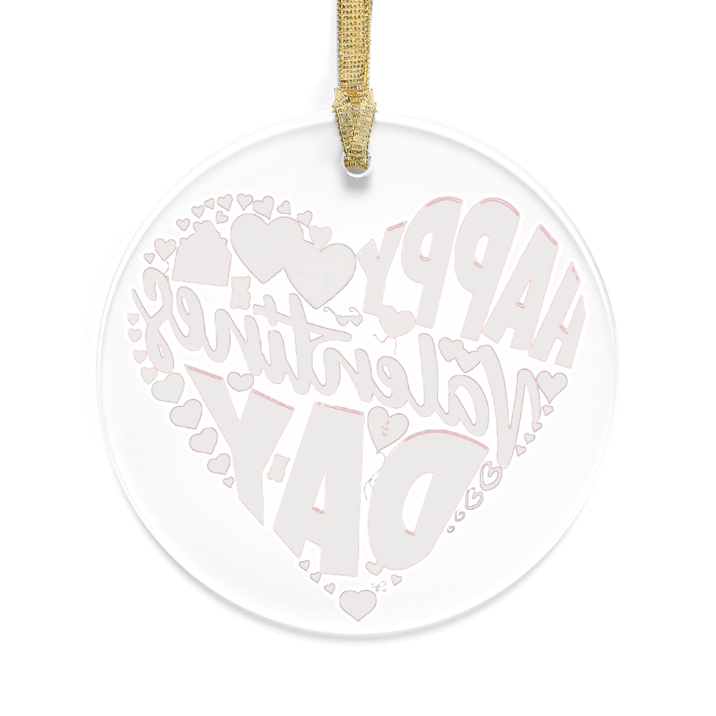 Happy Valentine's Day in a Heart Acrylic Ornament