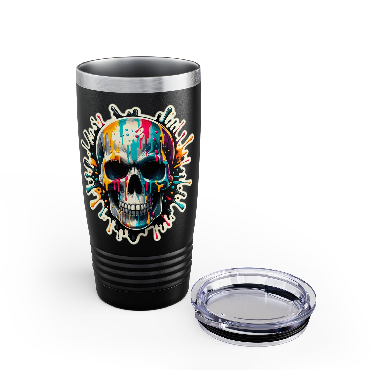 Colorful Skull Paint Splatter Stainless Steel Tumbler 20oz