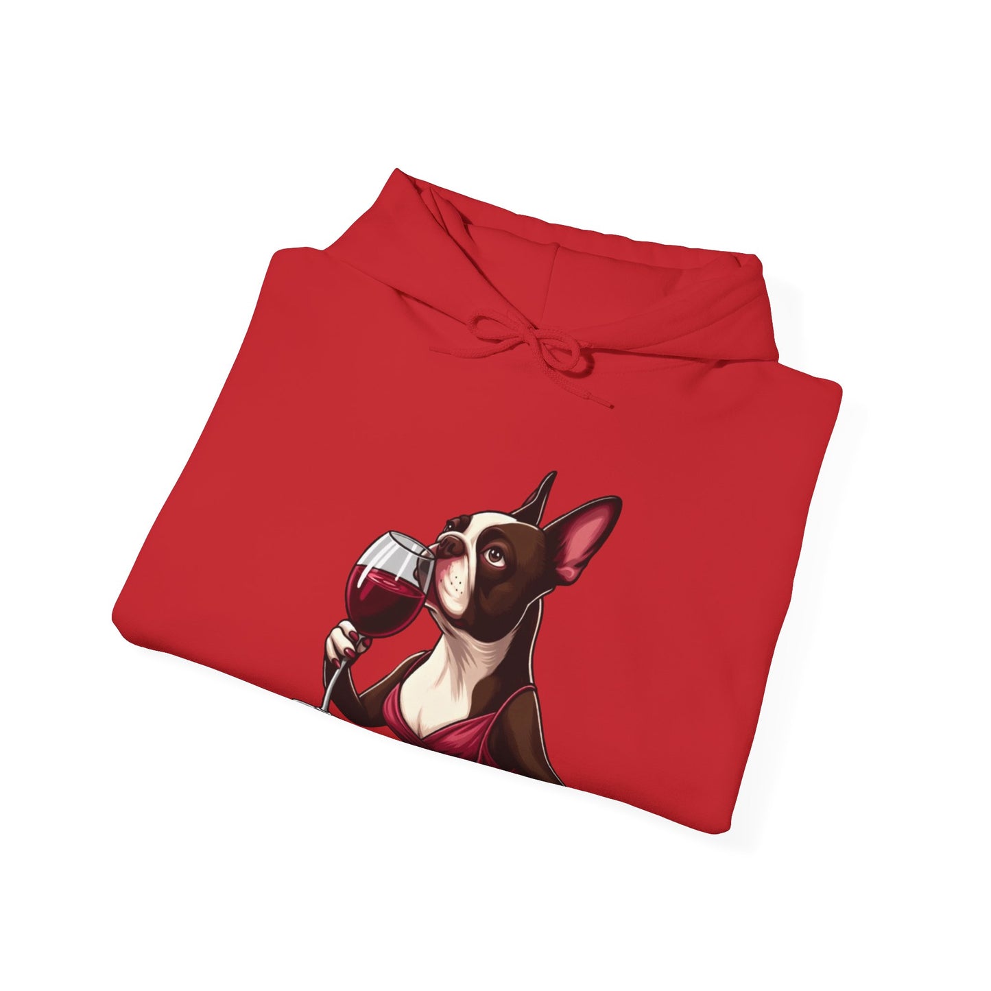 Sophisticated Boston Terrier & Her Wine Hooded Sweatshirt