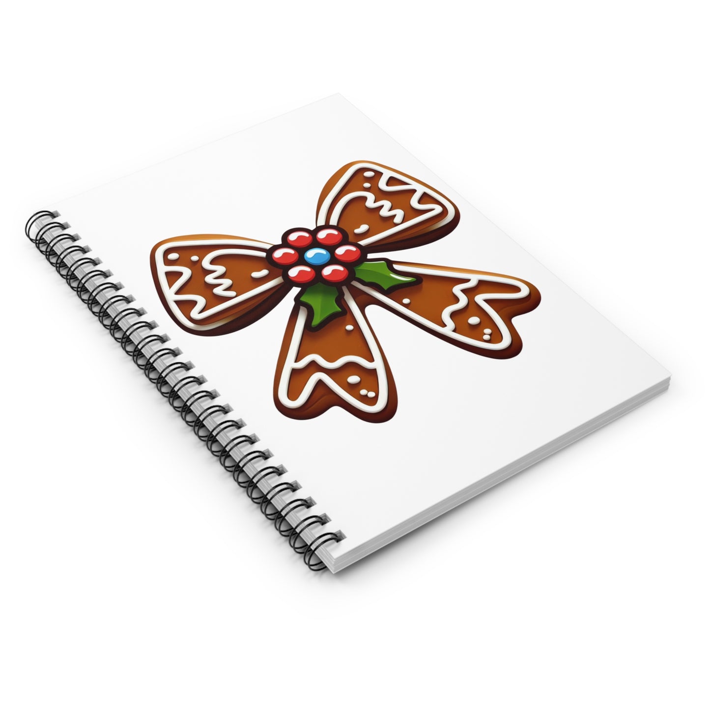 Gingerbread Bow Spiral Notebook - Ruled Line