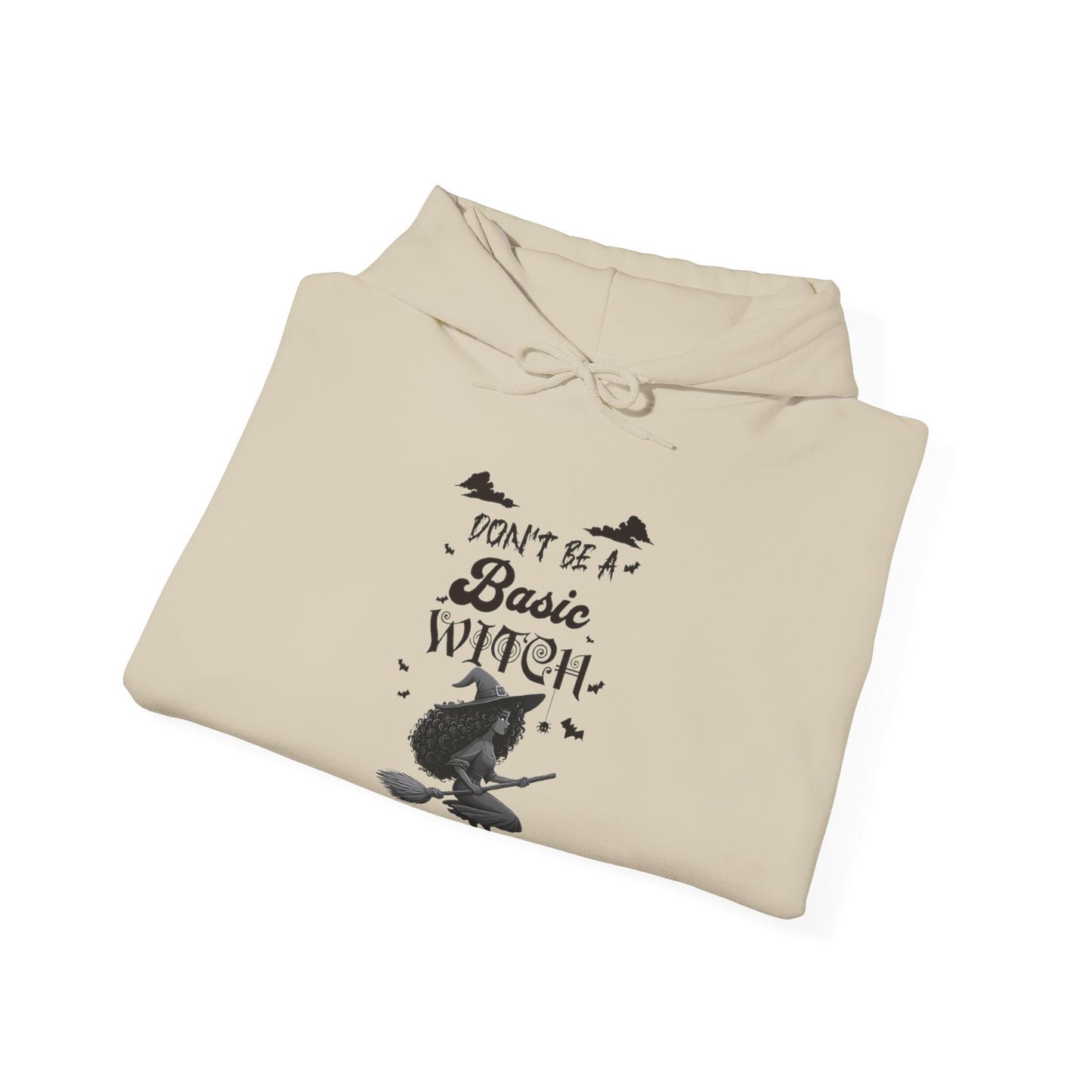 Not Your Basic Flying Witch w/ Curly Hair Hooded Sweatshirt