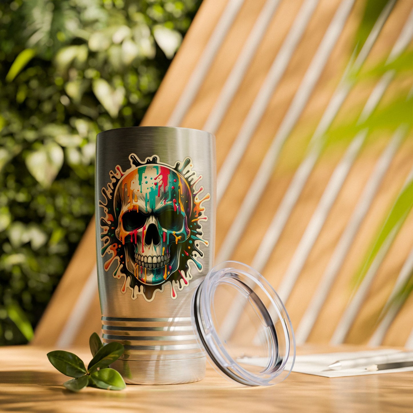 Colorful Skull Paint Splatter Stainless Steel Tumbler 20oz