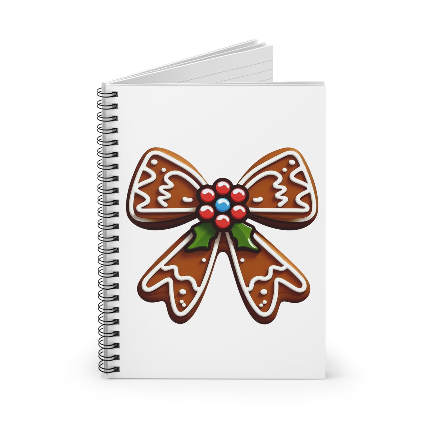 Gingerbread Bow Spiral Notebook - Ruled Line