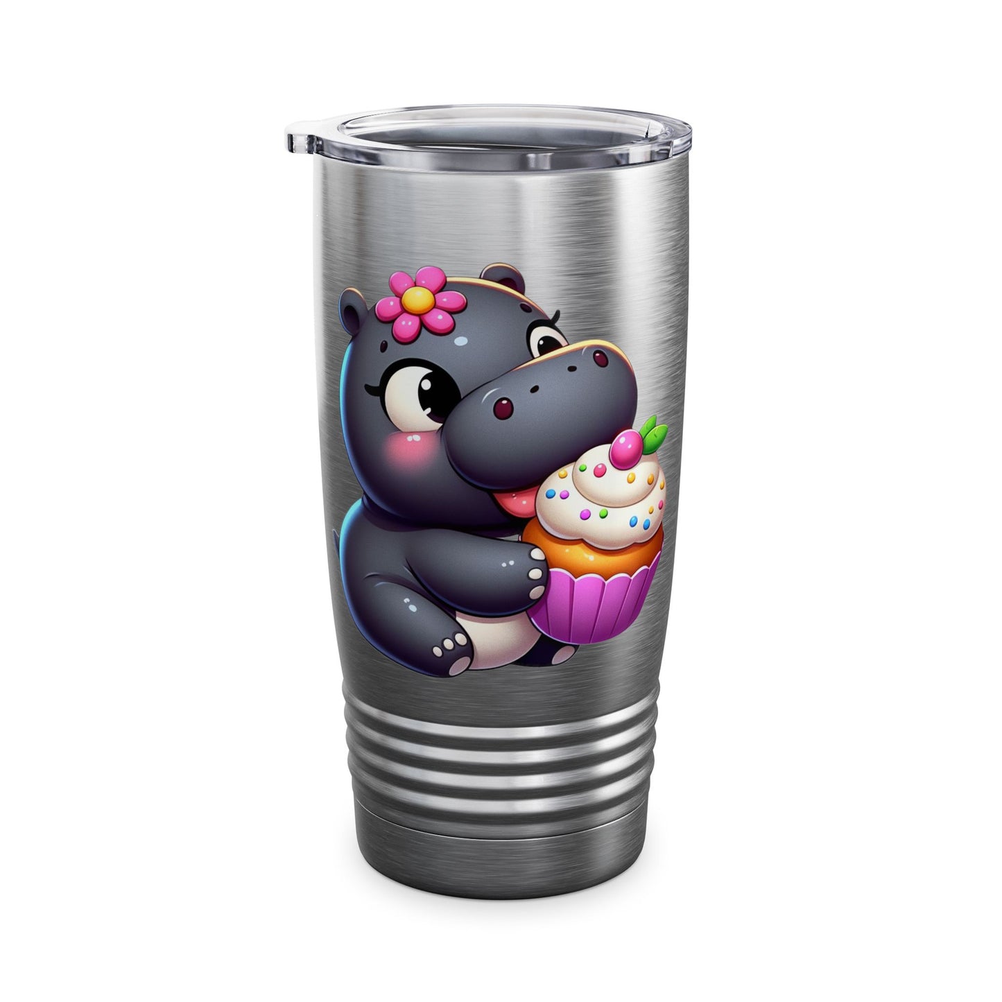 Hungry Hungry Cute Cupcake Hippo Stainless Steel Tumbler 20oz
