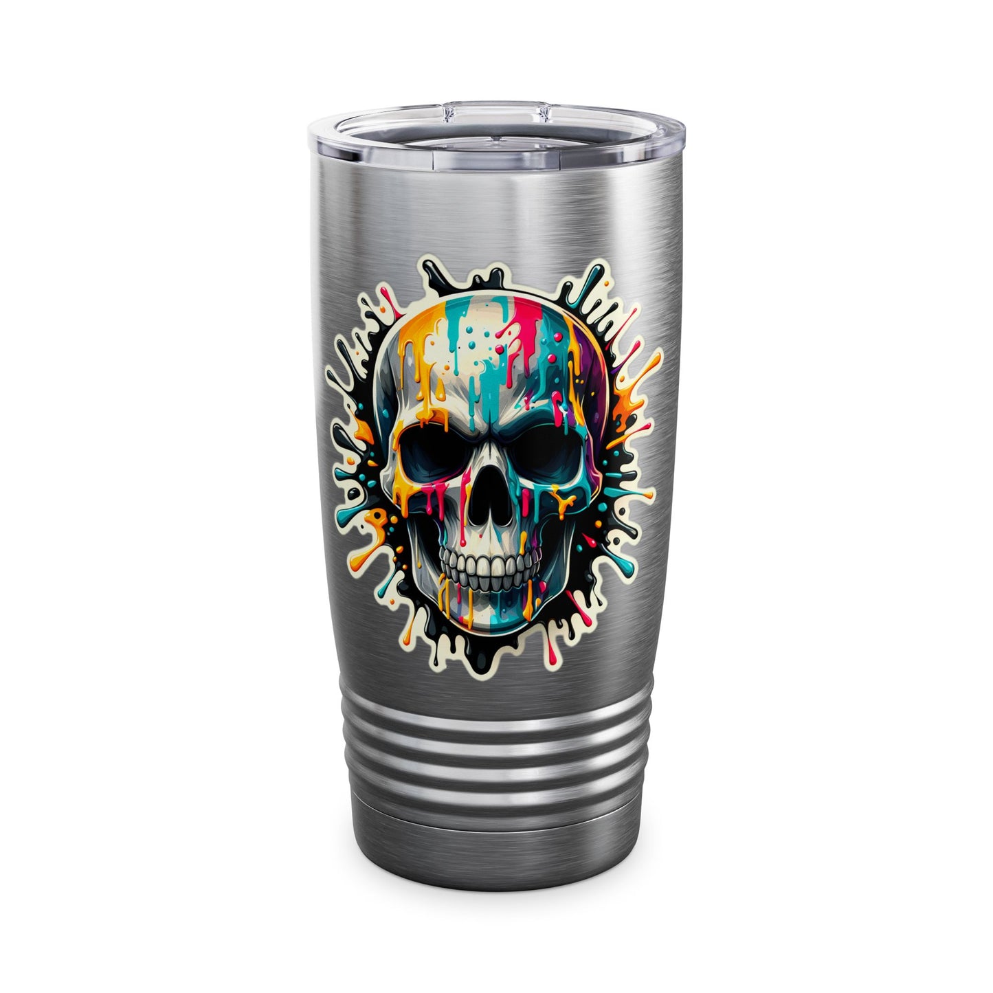 Colorful Skull Paint Splatter Stainless Steel Tumbler 20oz