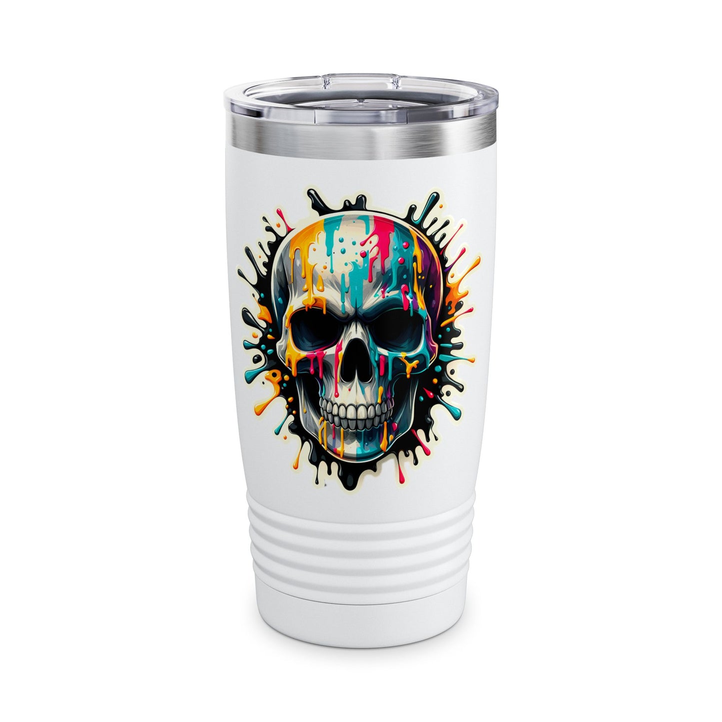 Colorful Skull Paint Splatter Stainless Steel Tumbler 20oz