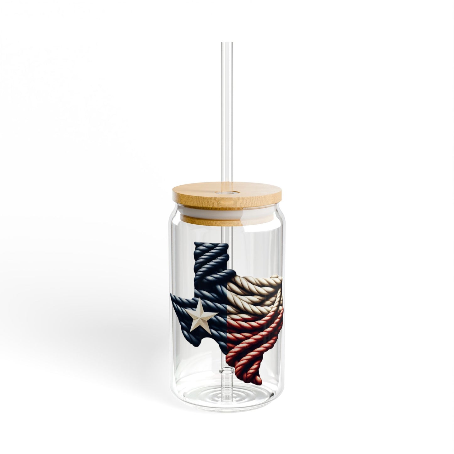 Texas Flag Rope Style Sipper Glass 16oz
