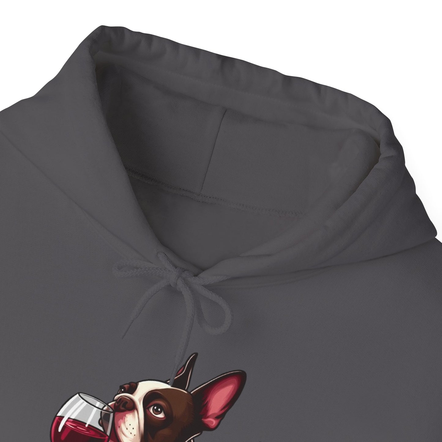 Sophisticated Boston Terrier & Her Wine Hooded Sweatshirt