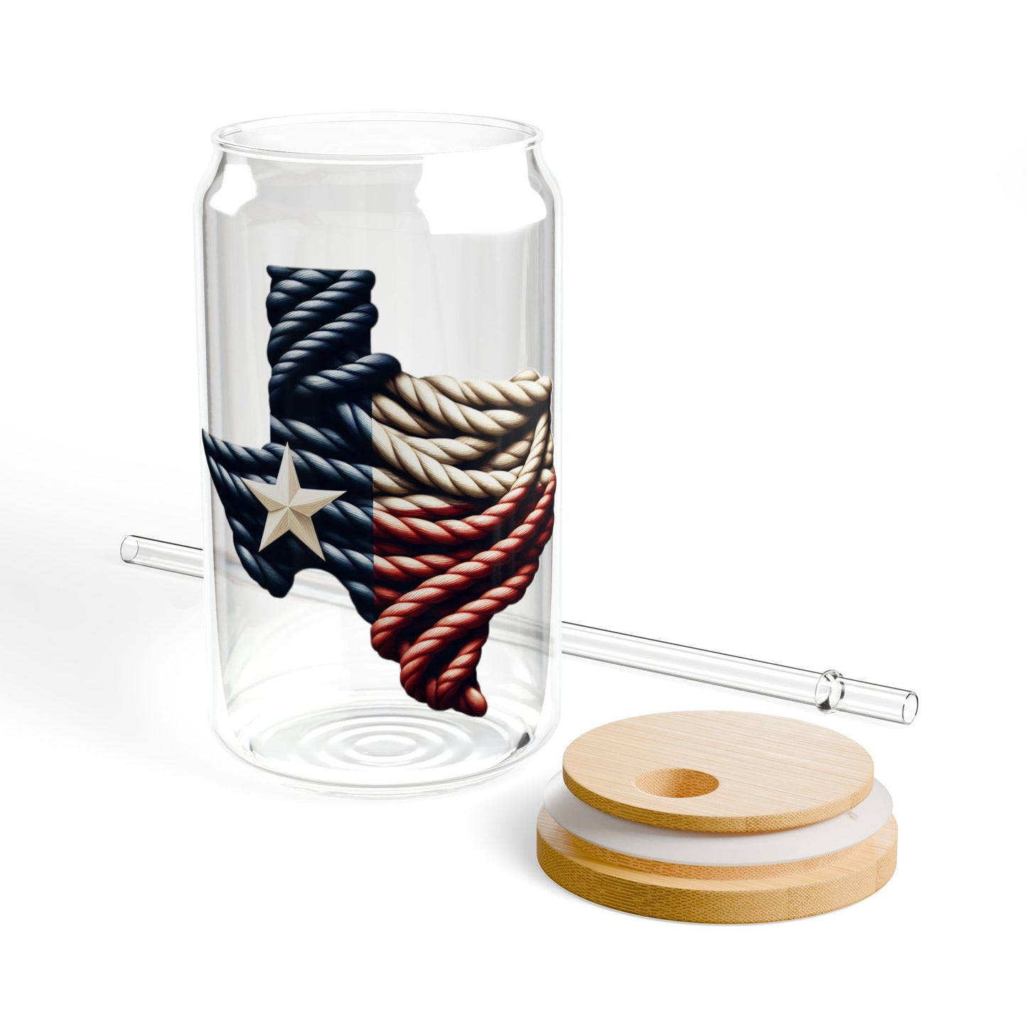 Texas Flag Rope Style Sipper Glass 16oz