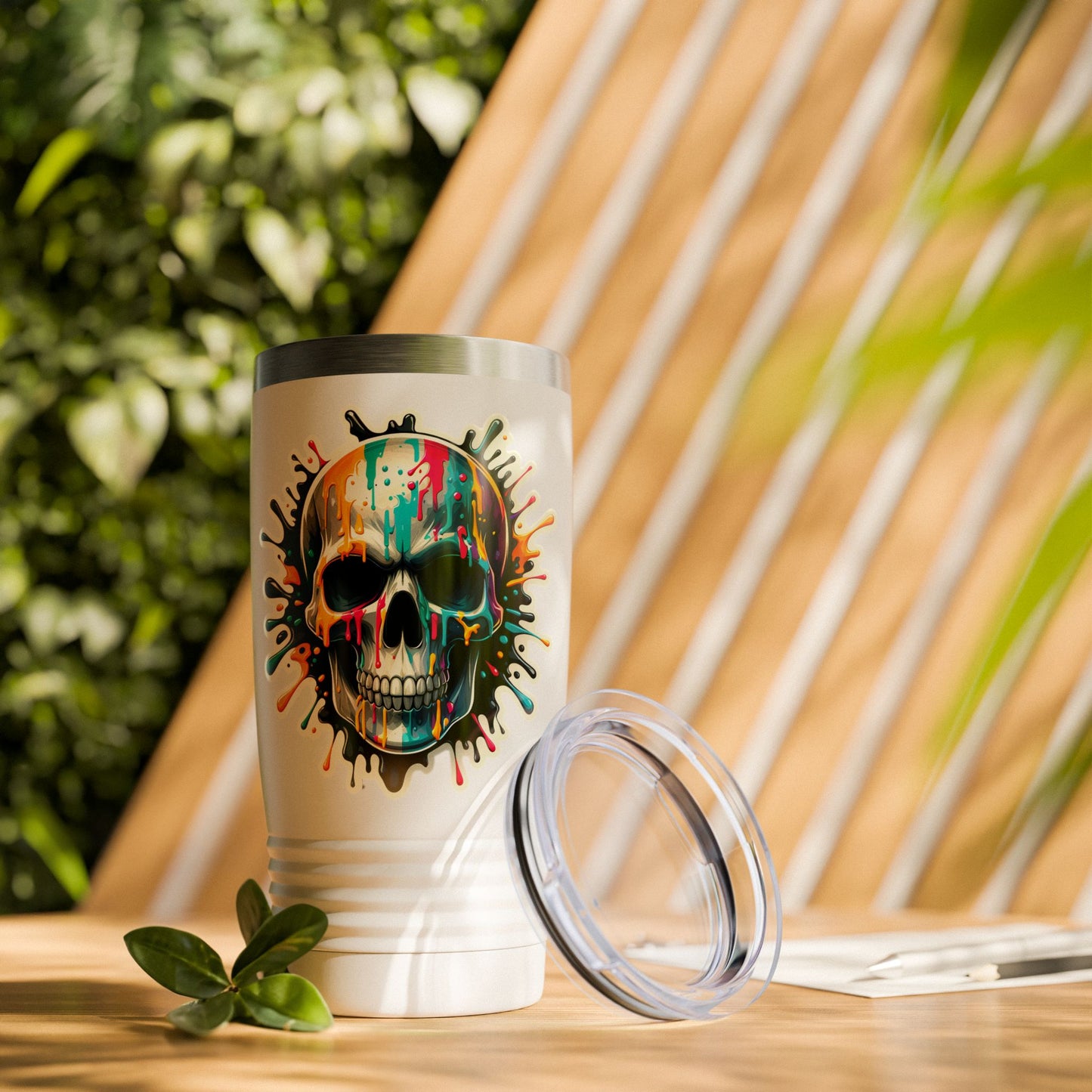 Colorful Skull Paint Splatter Stainless Steel Tumbler 20oz