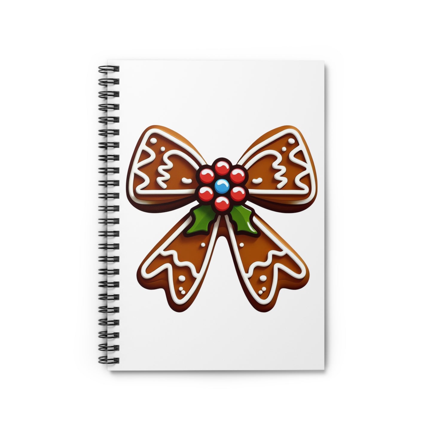 Gingerbread Bow Spiral Notebook - Ruled Line