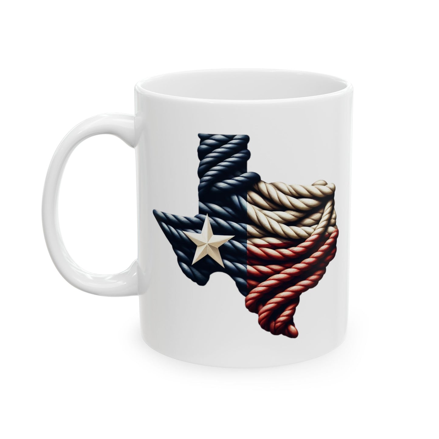 Texas Flag Rope Style Ceramic Mug (11oz & 15oz)