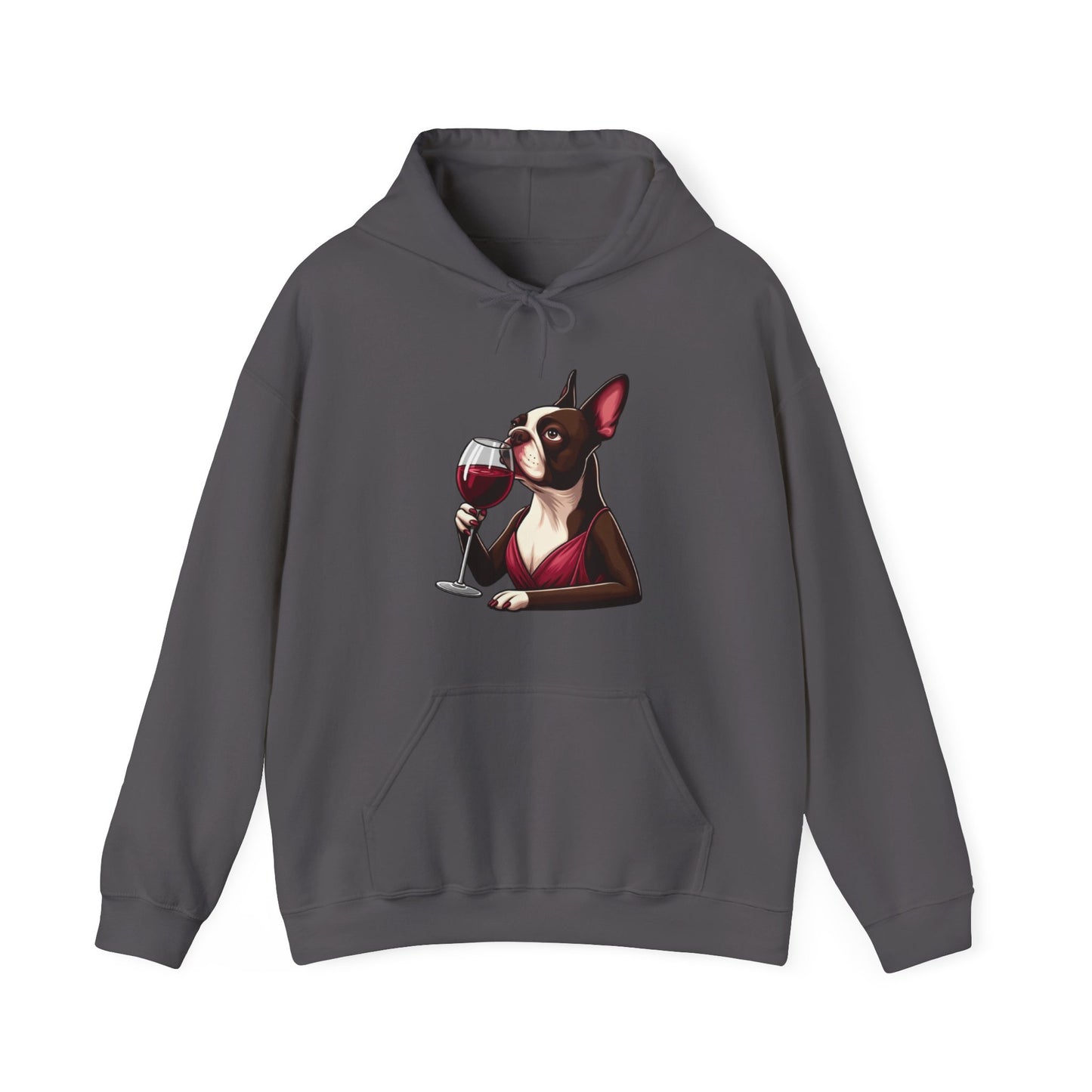 Sophisticated Boston Terrier & Her Wine Hooded Sweatshirt