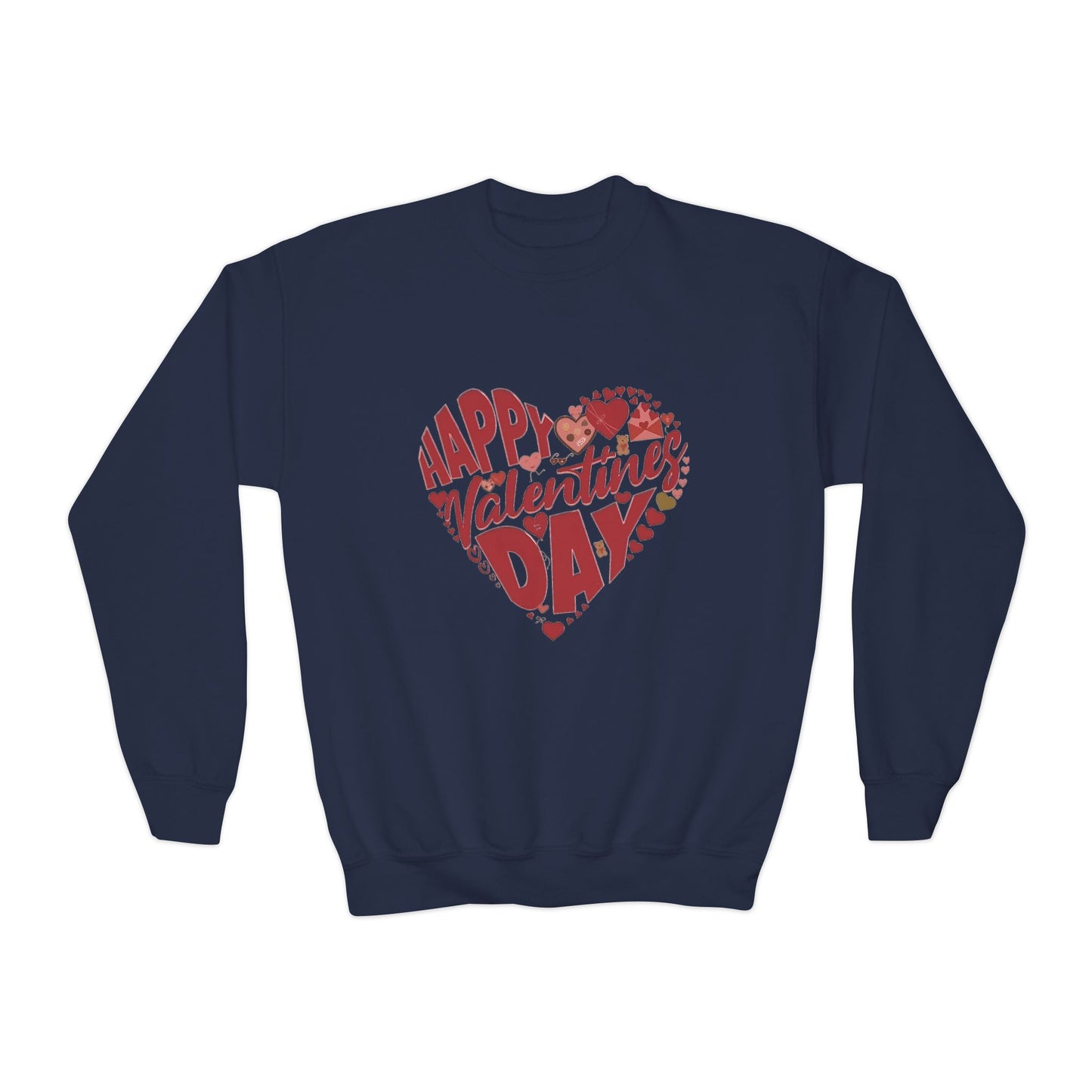 Happy Valentine's Day in a Heart Kids Sweatshirt
