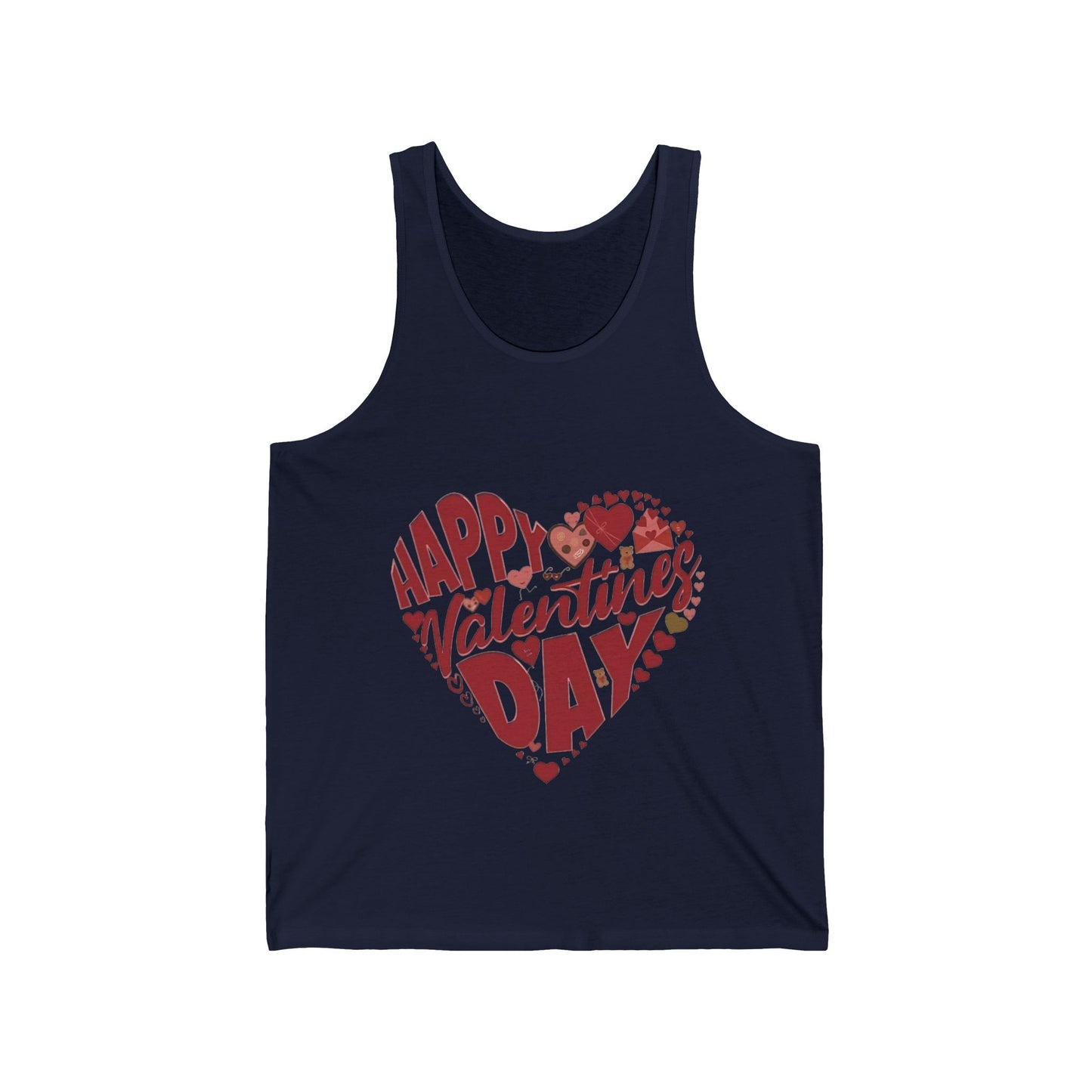 Happy Valentine's Day in a Heart Tank Top
