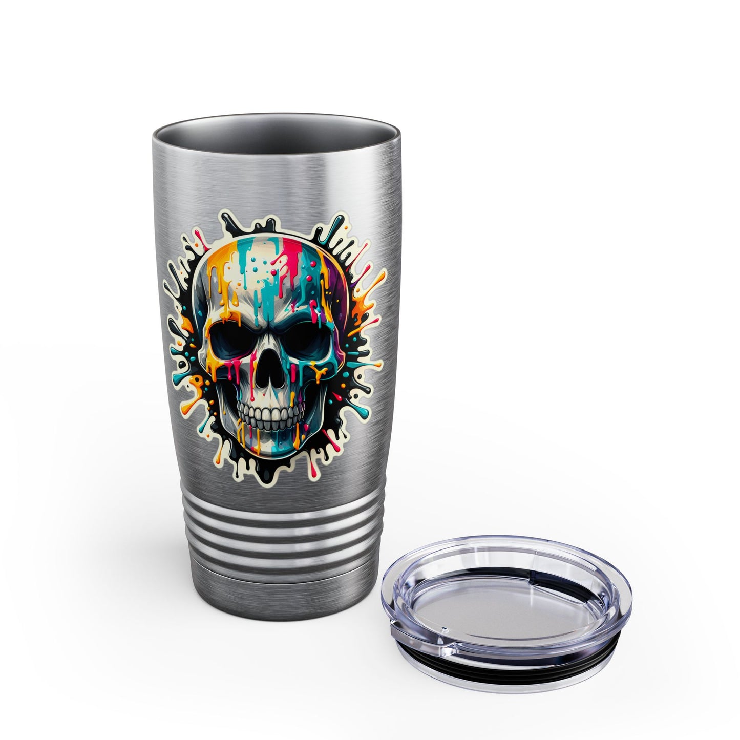 Colorful Skull Paint Splatter Stainless Steel Tumbler 20oz