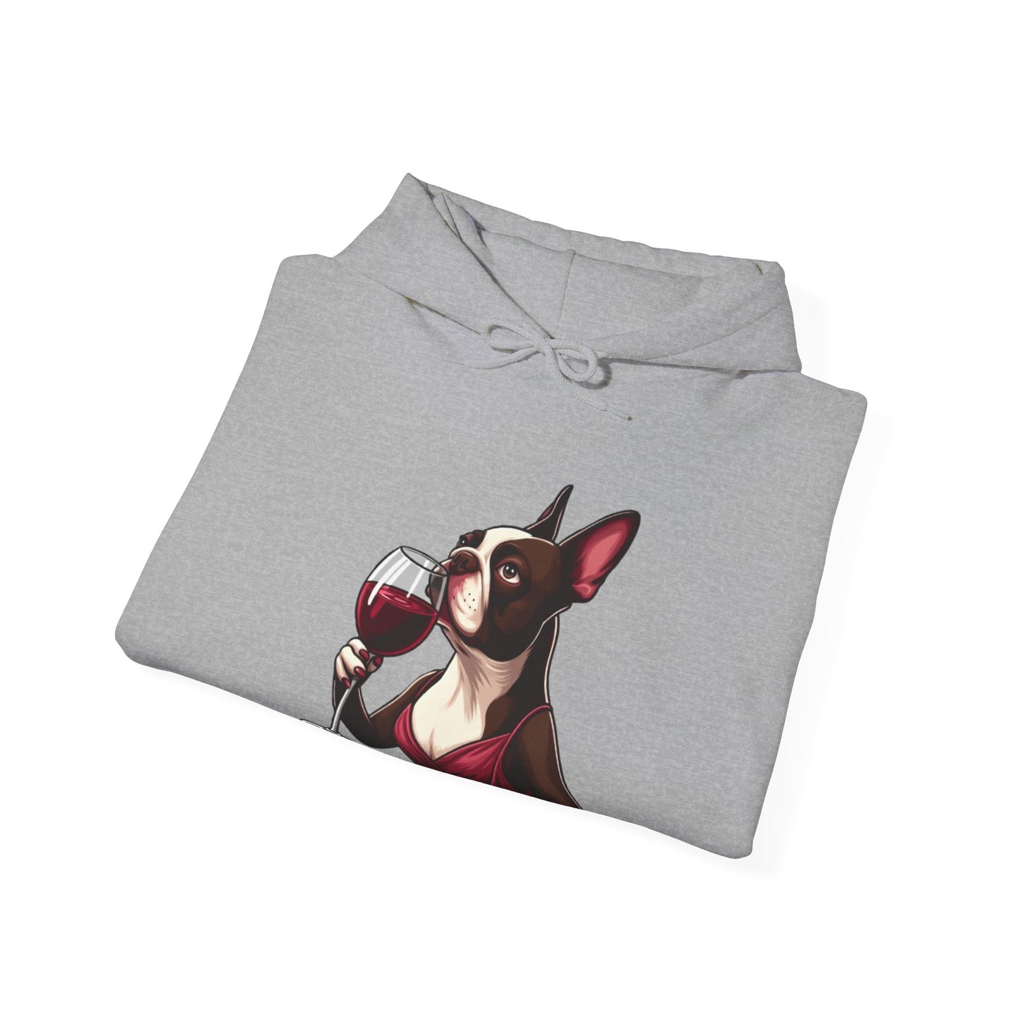Sophisticated Boston Terrier & Her Wine Hooded Sweatshirt