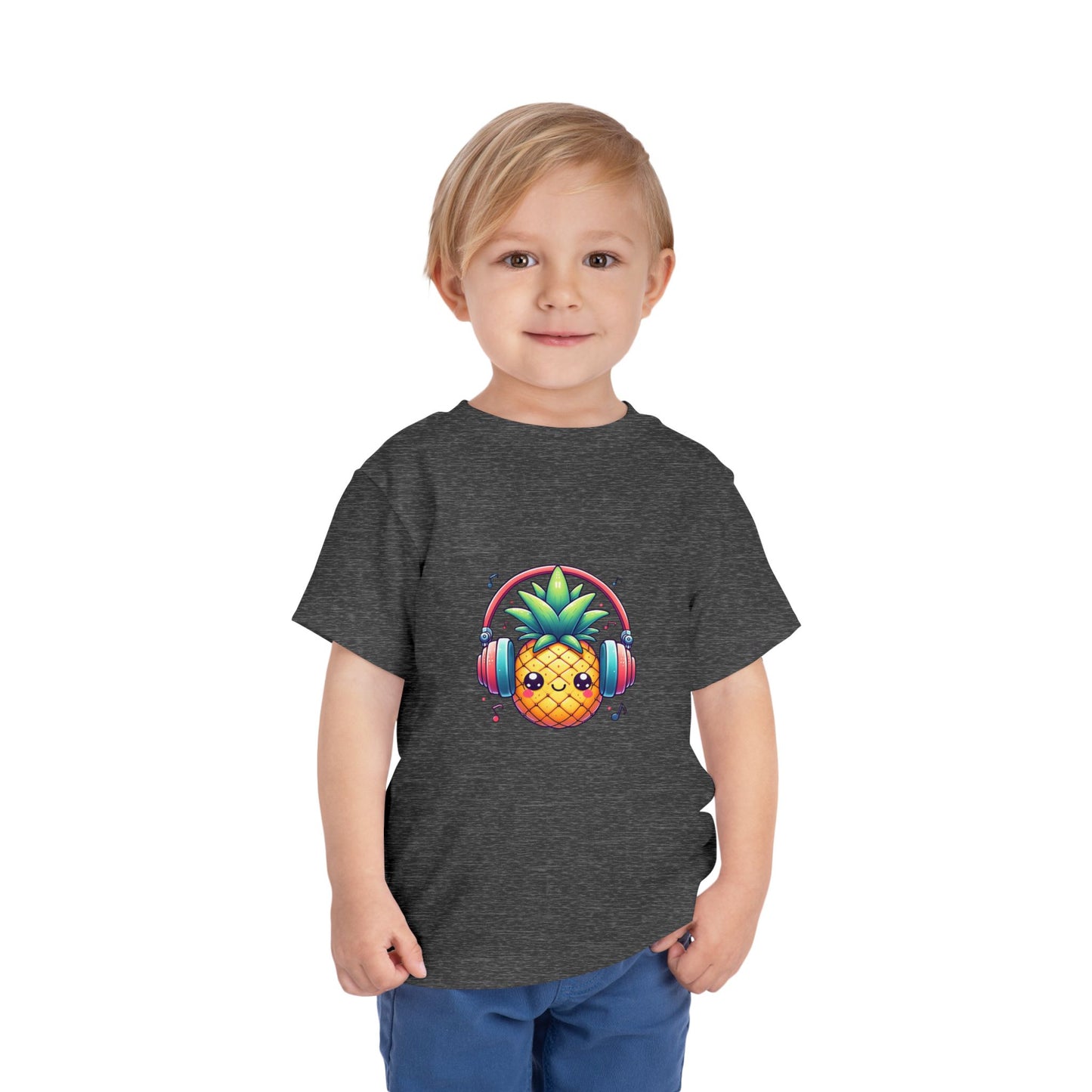 Happy Pineapple w/ Headphones Toddler Short Sleeve Shirt