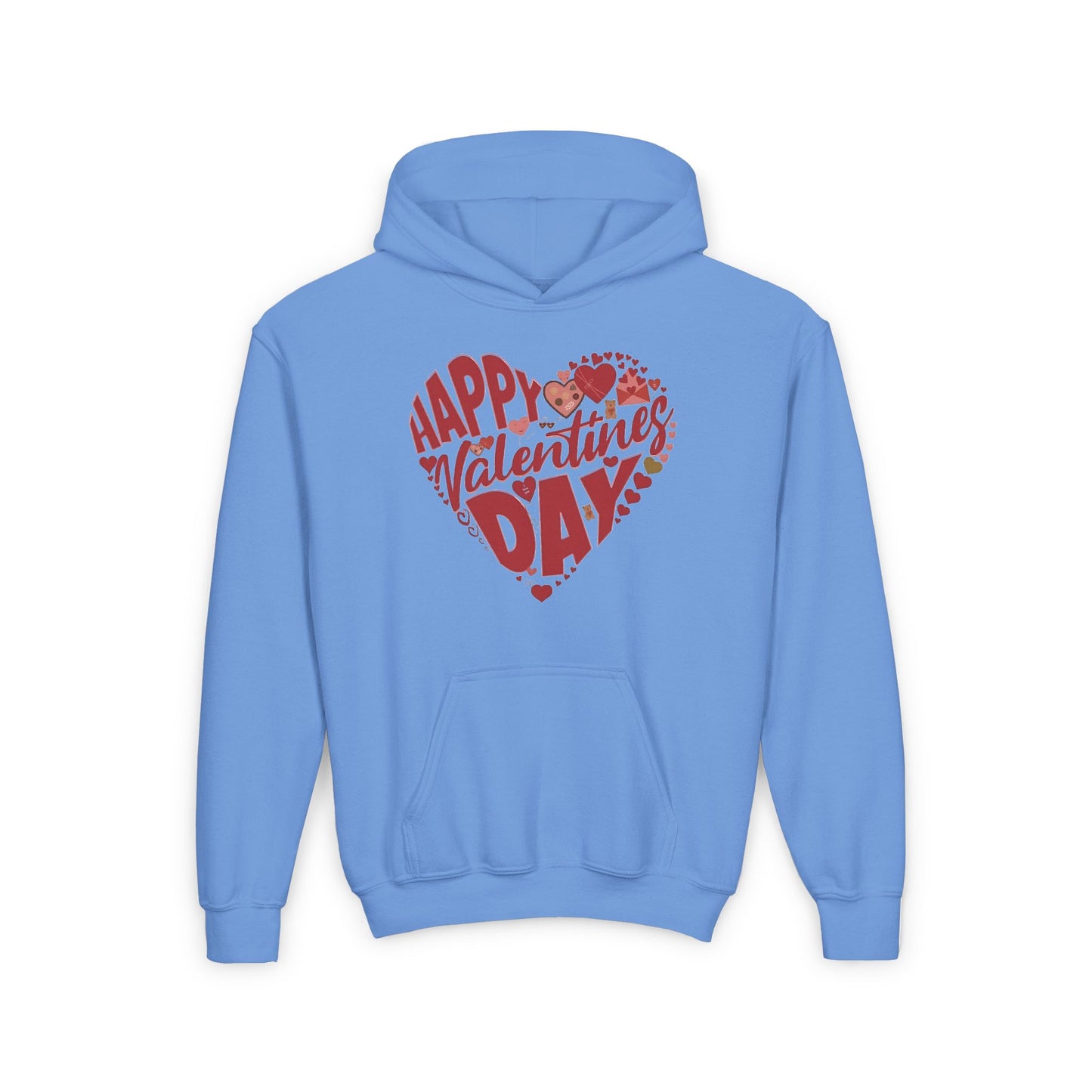Happy Valentine's Day in a Heart Kids Hooded Sweatshirt