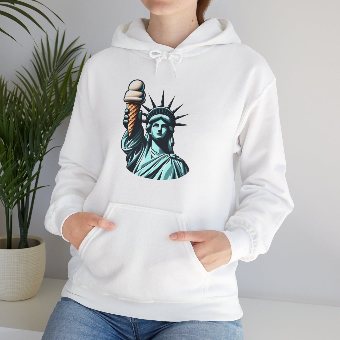 Lady Liberty Chillin w/ Vanilla Ice Cream Hooded Sweatshirt