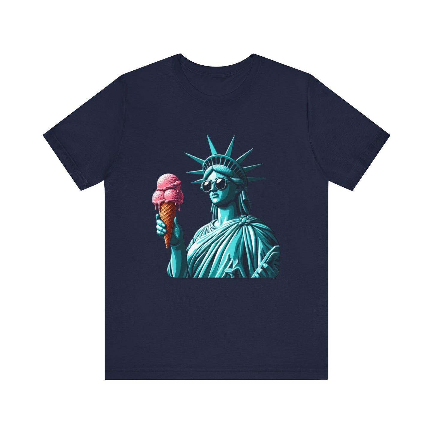 Lady Liberty Chillin w/ Strawberry Ice Cream Short Sleeve Shirt