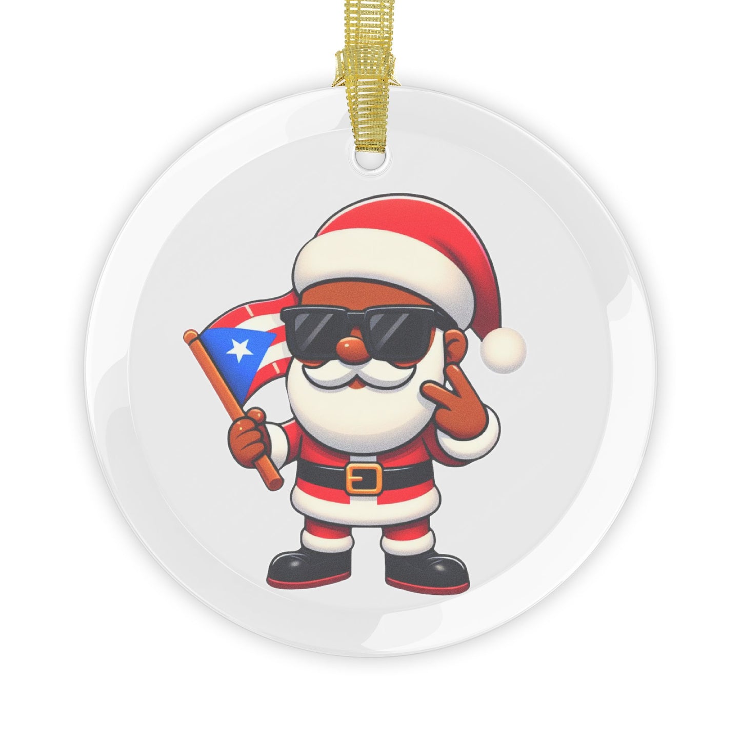 Puerto Rican Santa Glass Ornament