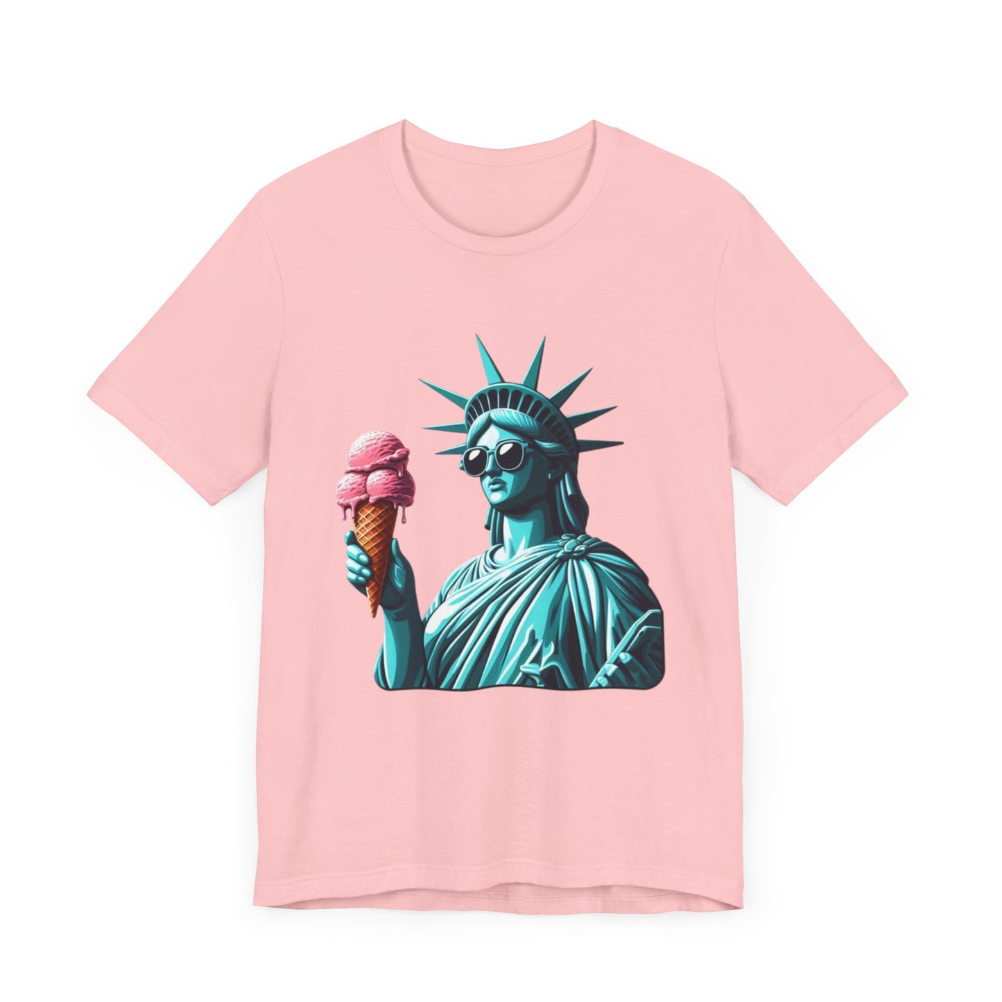 Lady Liberty Chillin w/ Strawberry Ice Cream Short Sleeve Shirt