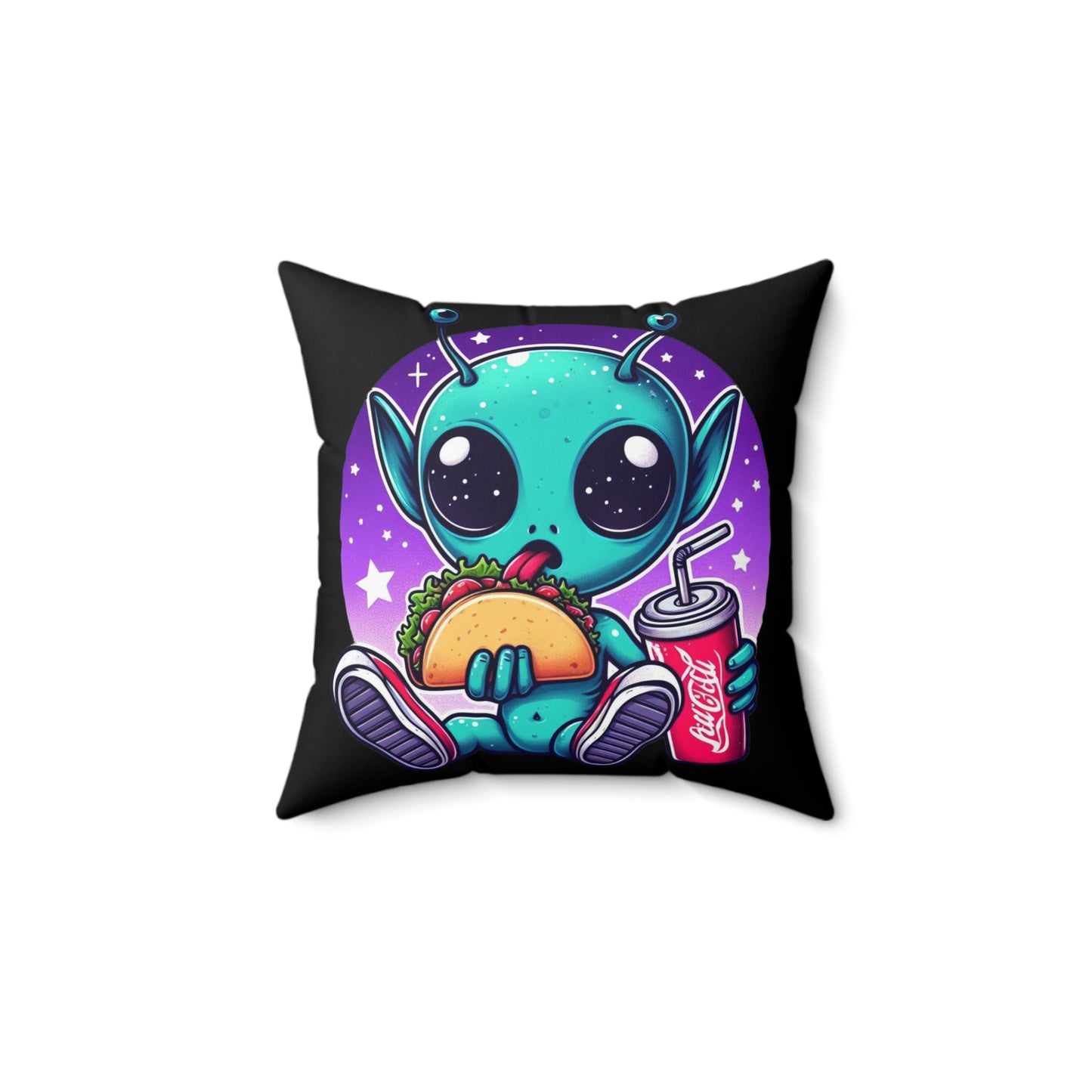 Extraterrestrial Taco Tuesday Square Pillow