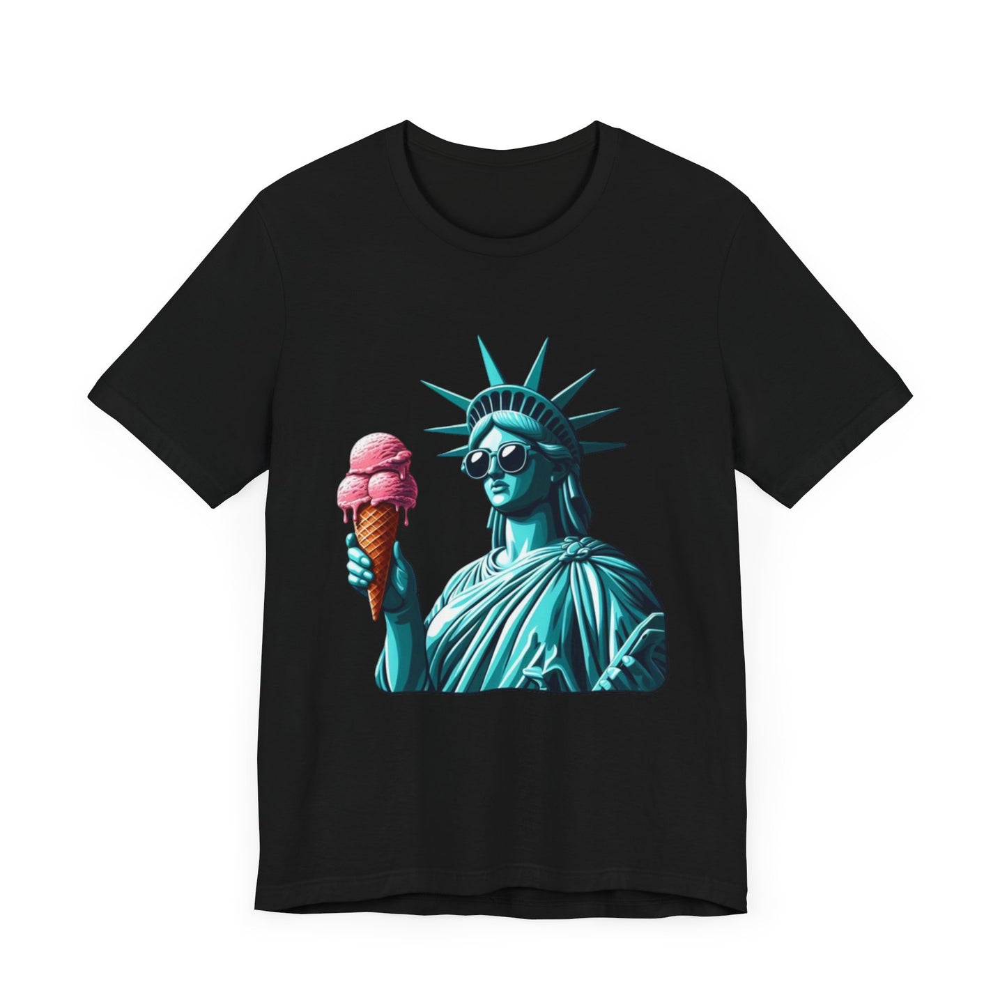 Lady Liberty Chillin w/ Strawberry Ice Cream Short Sleeve Shirt