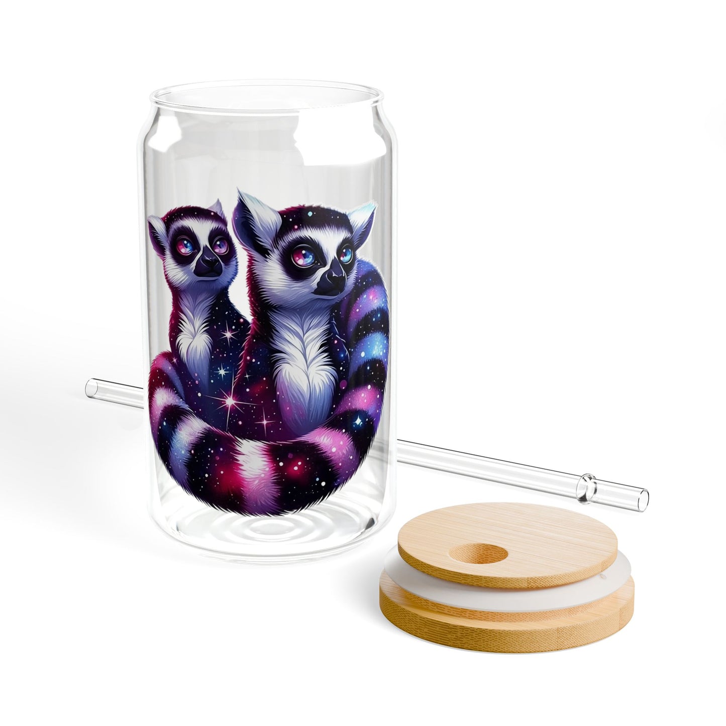 Two Galaxy Lemurs Sipper Glass 16oz