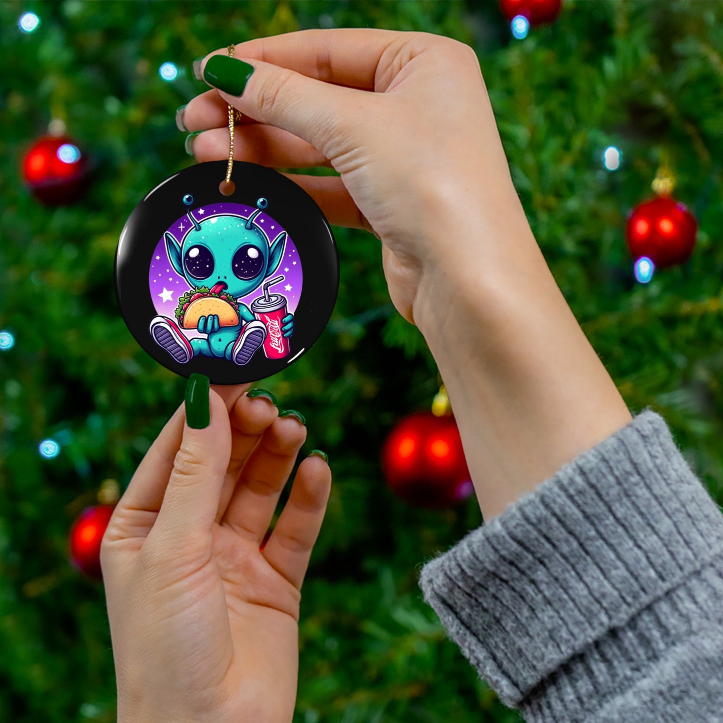 Extraterrestrial Taco Tuesday Ceramic Ornament